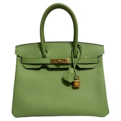 Hermes Birkin 30 Vert Criquet Vert Epsom Leather Handbag Gold Hardware 2020