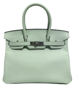 Hermes Birkin 30 Vert Fizz Green Epsom Leather Palladium Hardware Handbag 2024