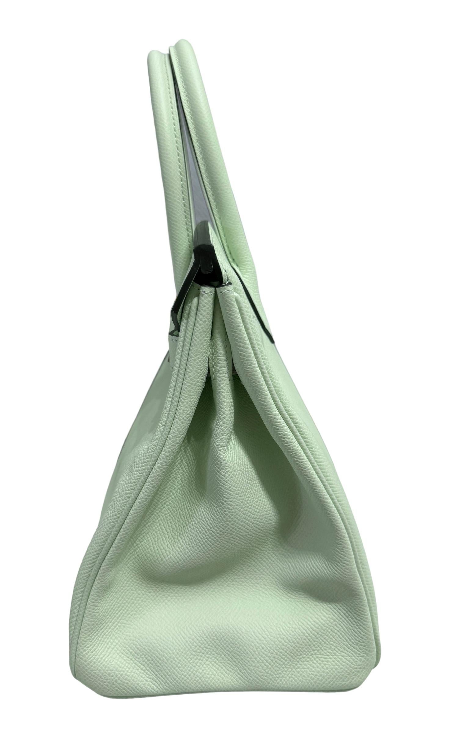 Hermes Birkin 30 Vert Fizz Green Epsom Leather Palladium Hardware Handbag 2024 in vendita 3