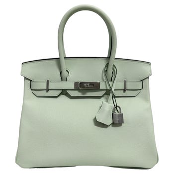 Hermes Birkin 30 Vert Fizz Green Epsom Leather Palladium Hardware Handbag 2024