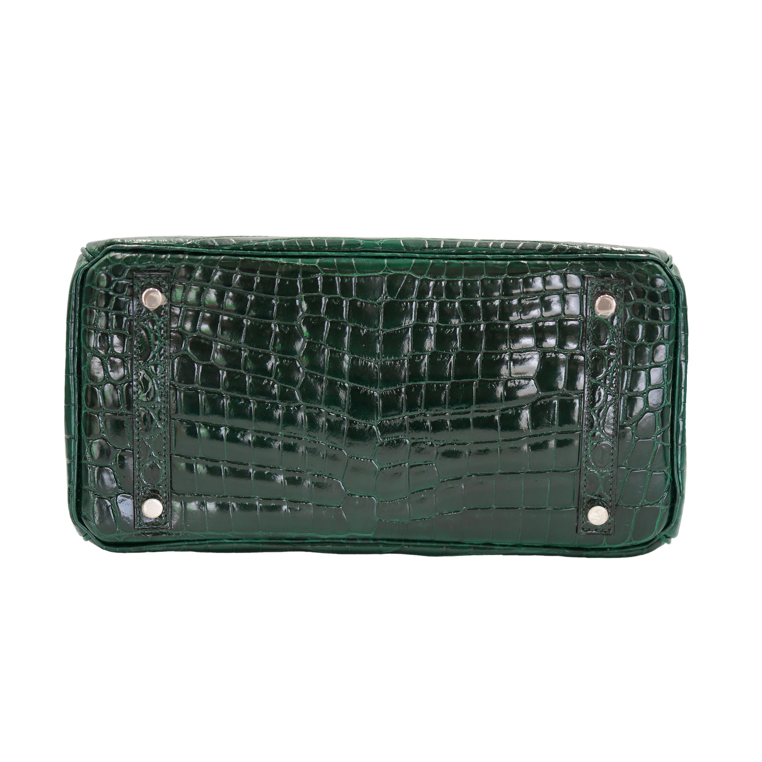 Hermes Birkin 30 Vert Foncé Crocodile Niloticus brillant avec quincaillerie en palladium Pour femmes en vente