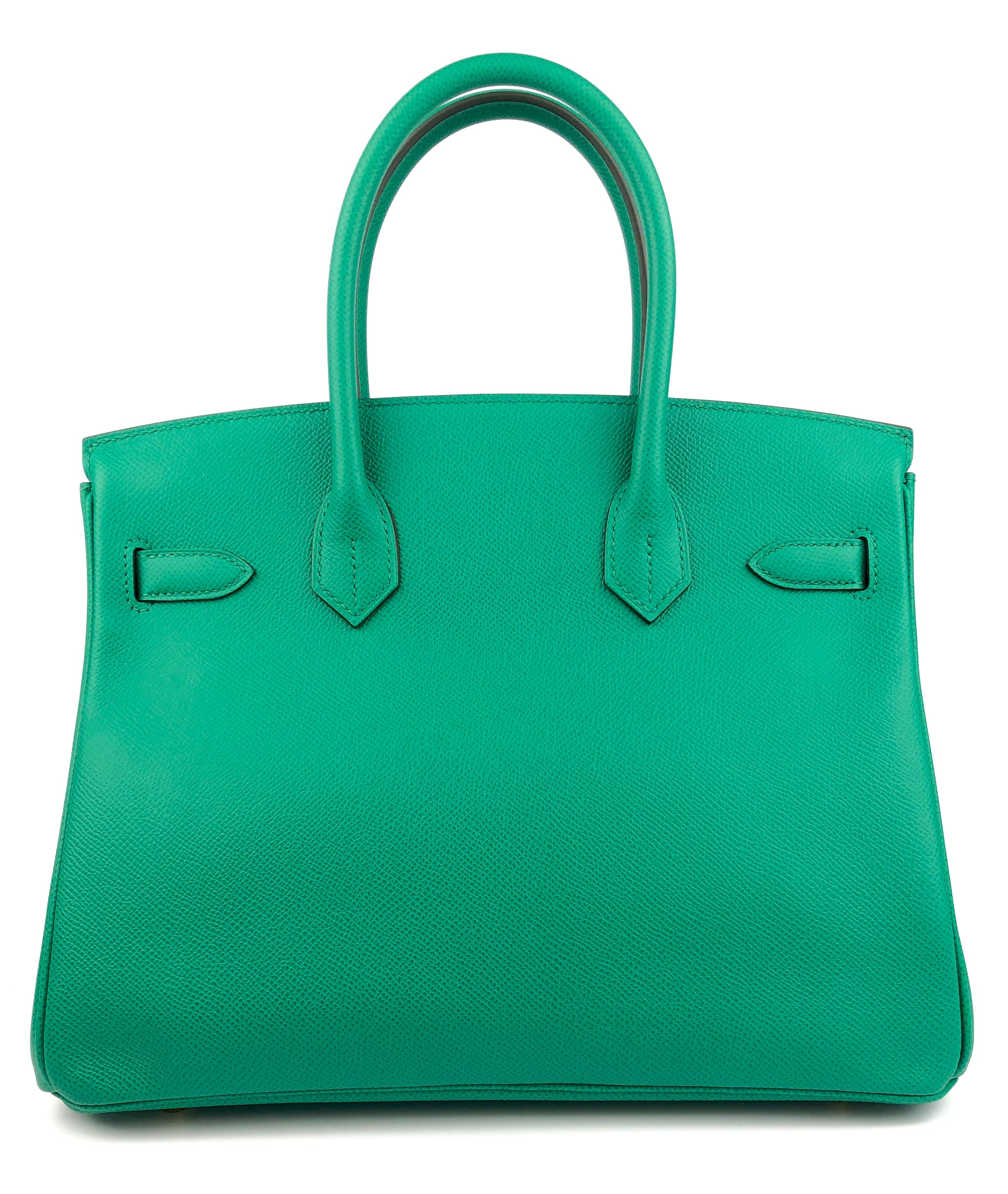  Hermès - Sac Birkin 30 Vert Jade Green Epsom Or Hardware 2021 Unisexe 