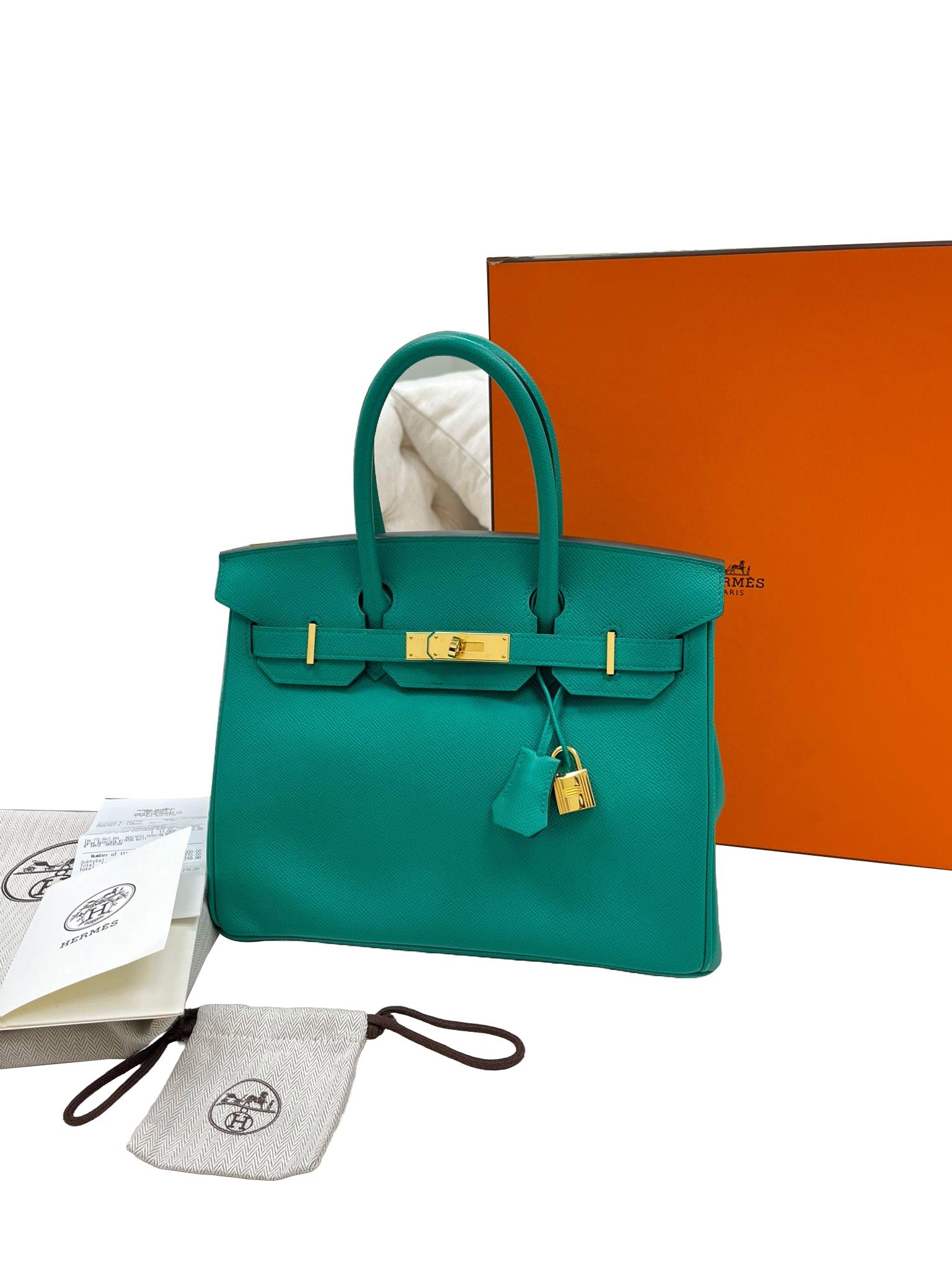 Hermès Birkin 30 Vert Jade Green Epsom With Gold Hardware For Sale 7