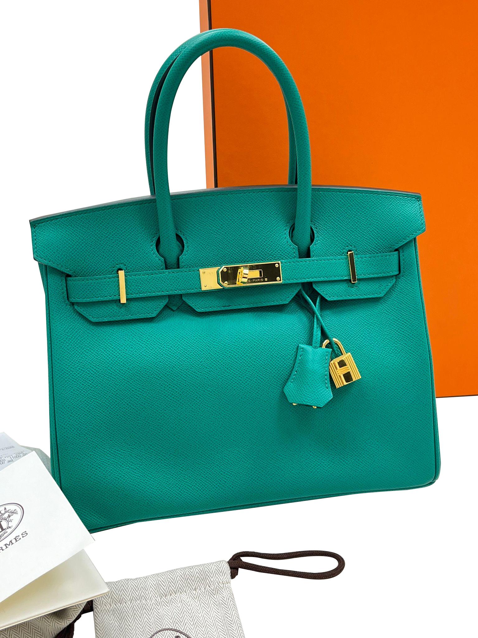 Hermès Birkin 30 Vert Jade Green Epsom With Gold Hardware For Sale 7