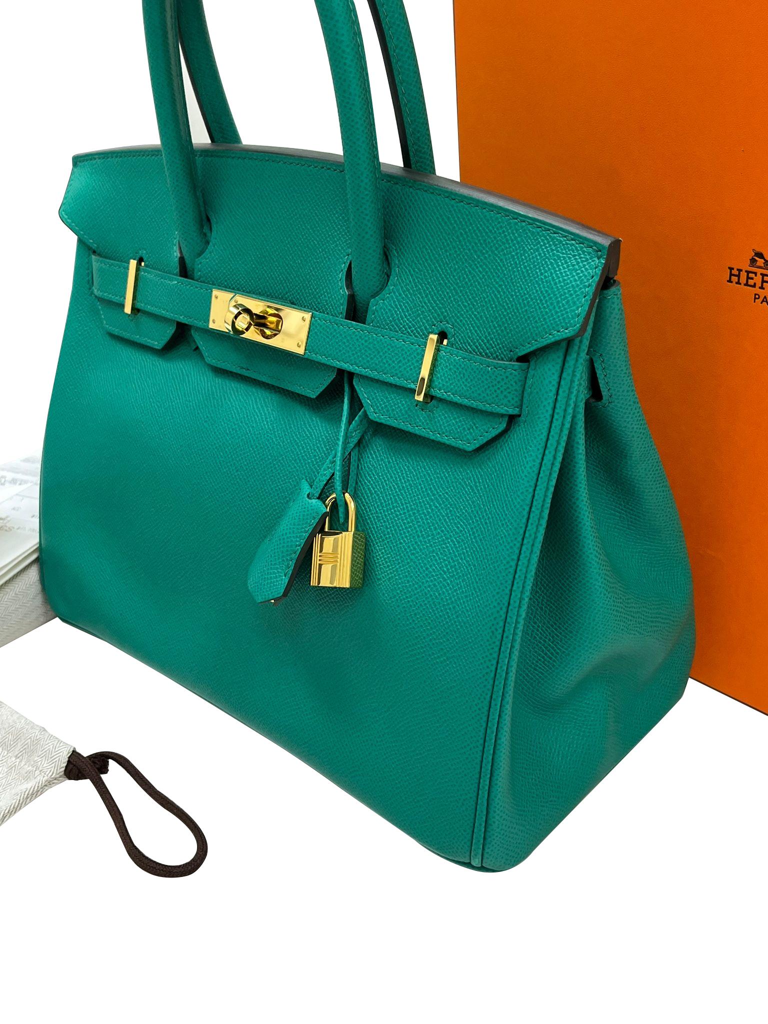 Hermès Birkin 30 Vert Jade Green Epsom With Gold Hardware For Sale 9