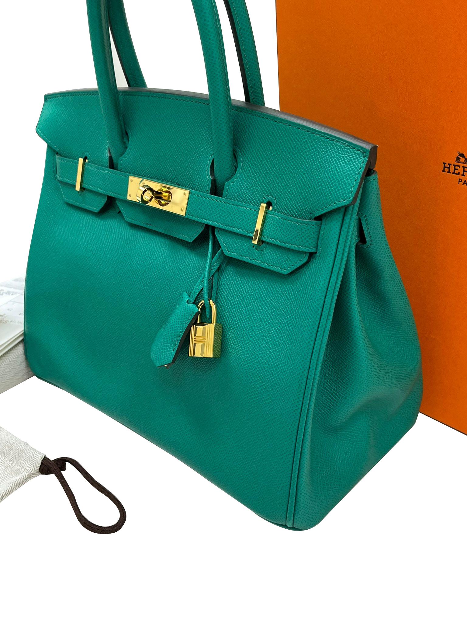 Hermès Birkin 30 Vert Jade Green Epsom With Gold Hardware For Sale 11