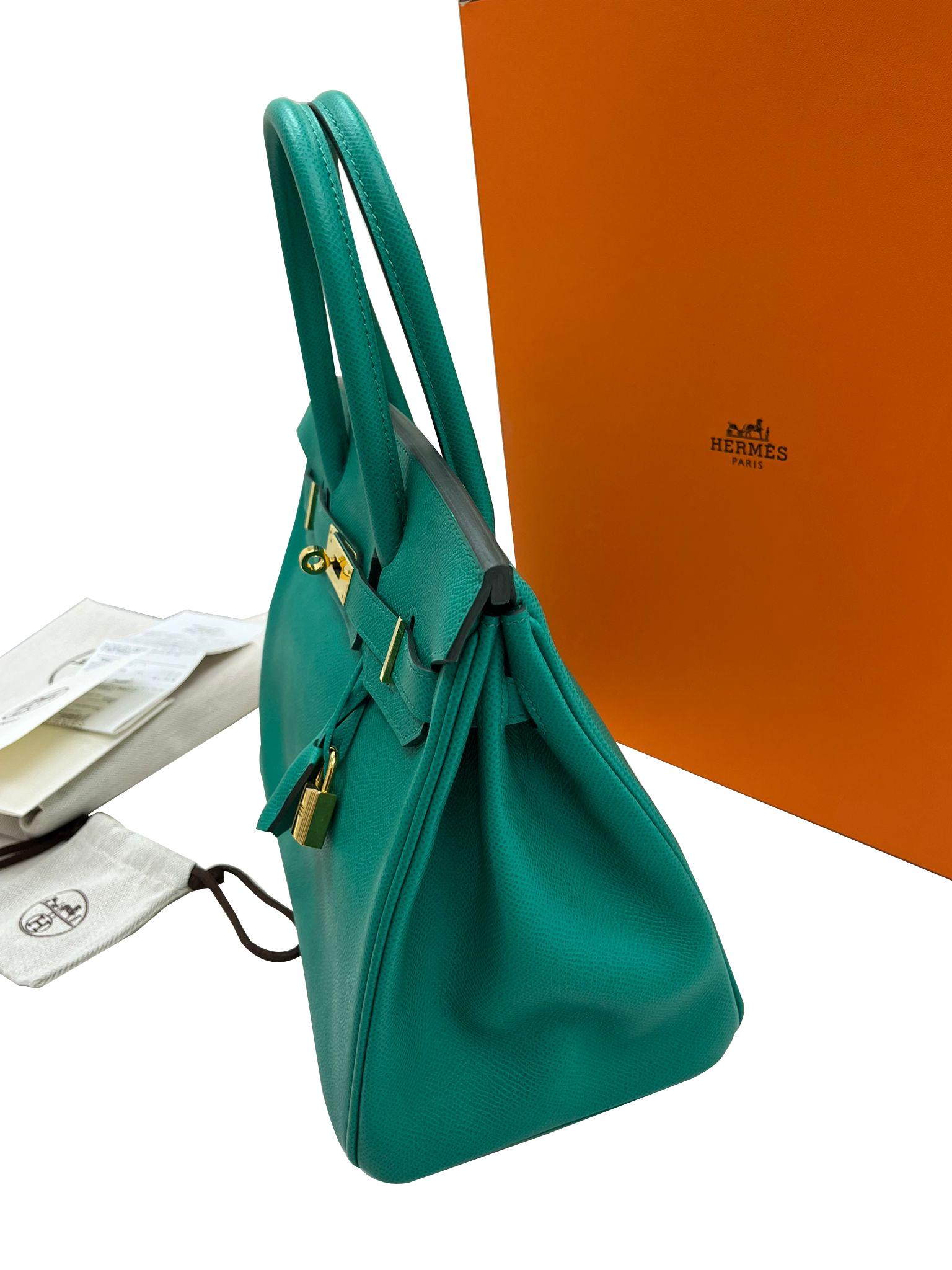Hermès Birkin 30 Vert Jade Green Epsom With Gold Hardware For Sale 11