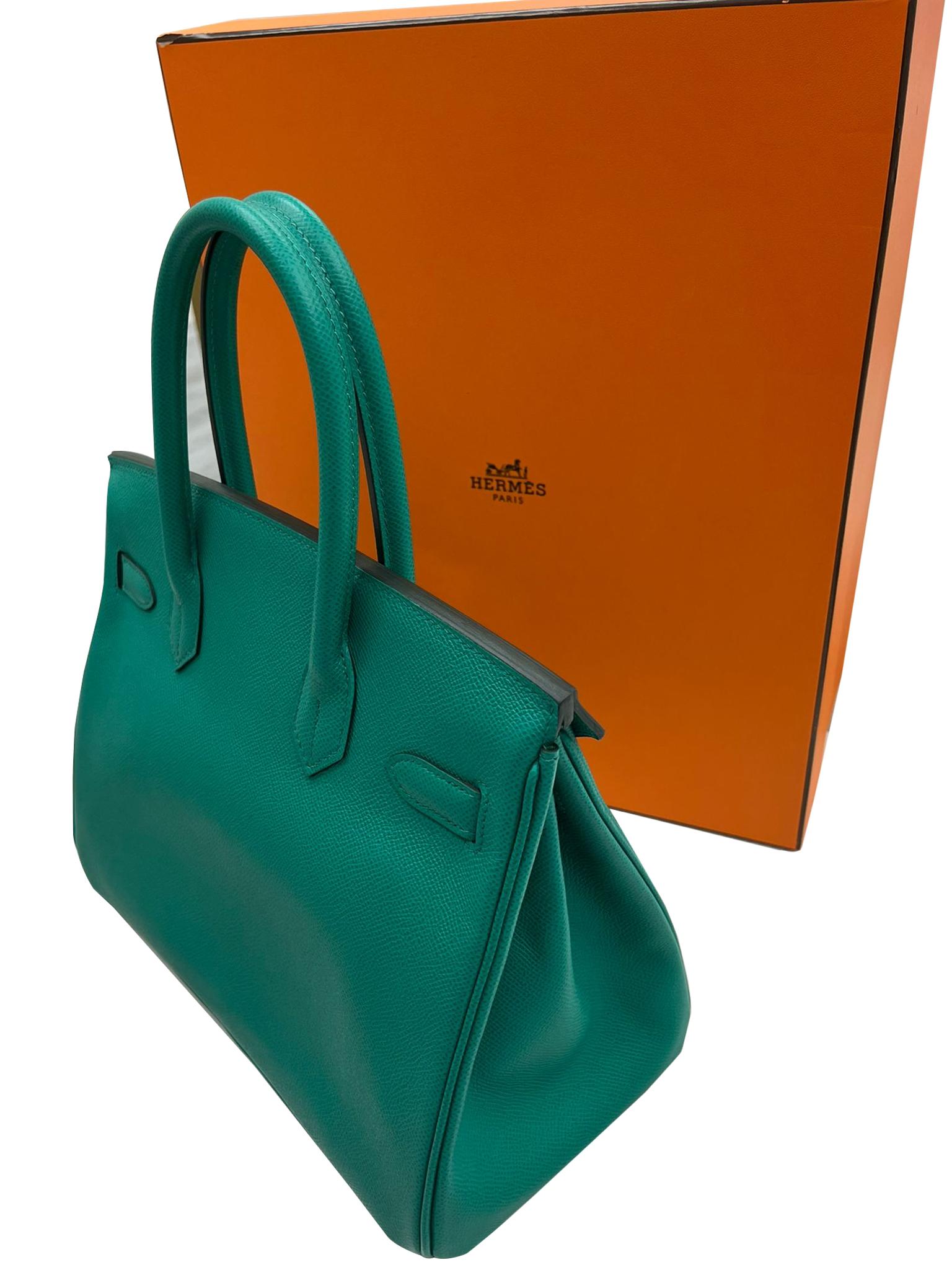 Hermès Birkin 30 Vert Jade Green Epsom With Gold Hardware For Sale 16