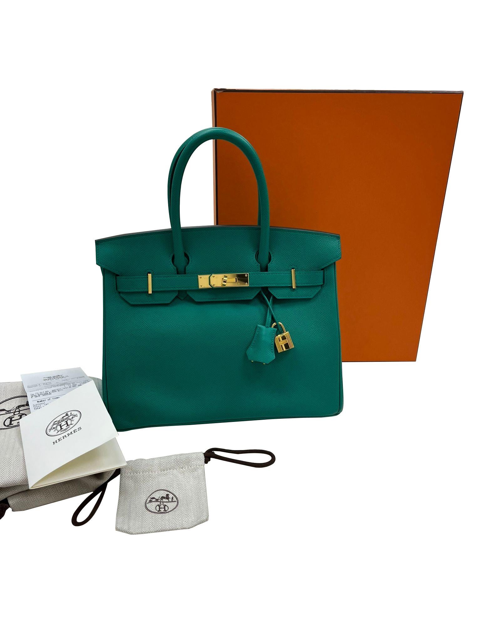 Hermès Birkin 30 Vert Jade Green Epsom With Gold Hardware For Sale 5