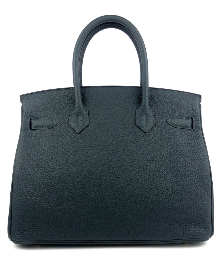 Hermes Birkin bag 30 Vert fonce Togo leather Silver hardware