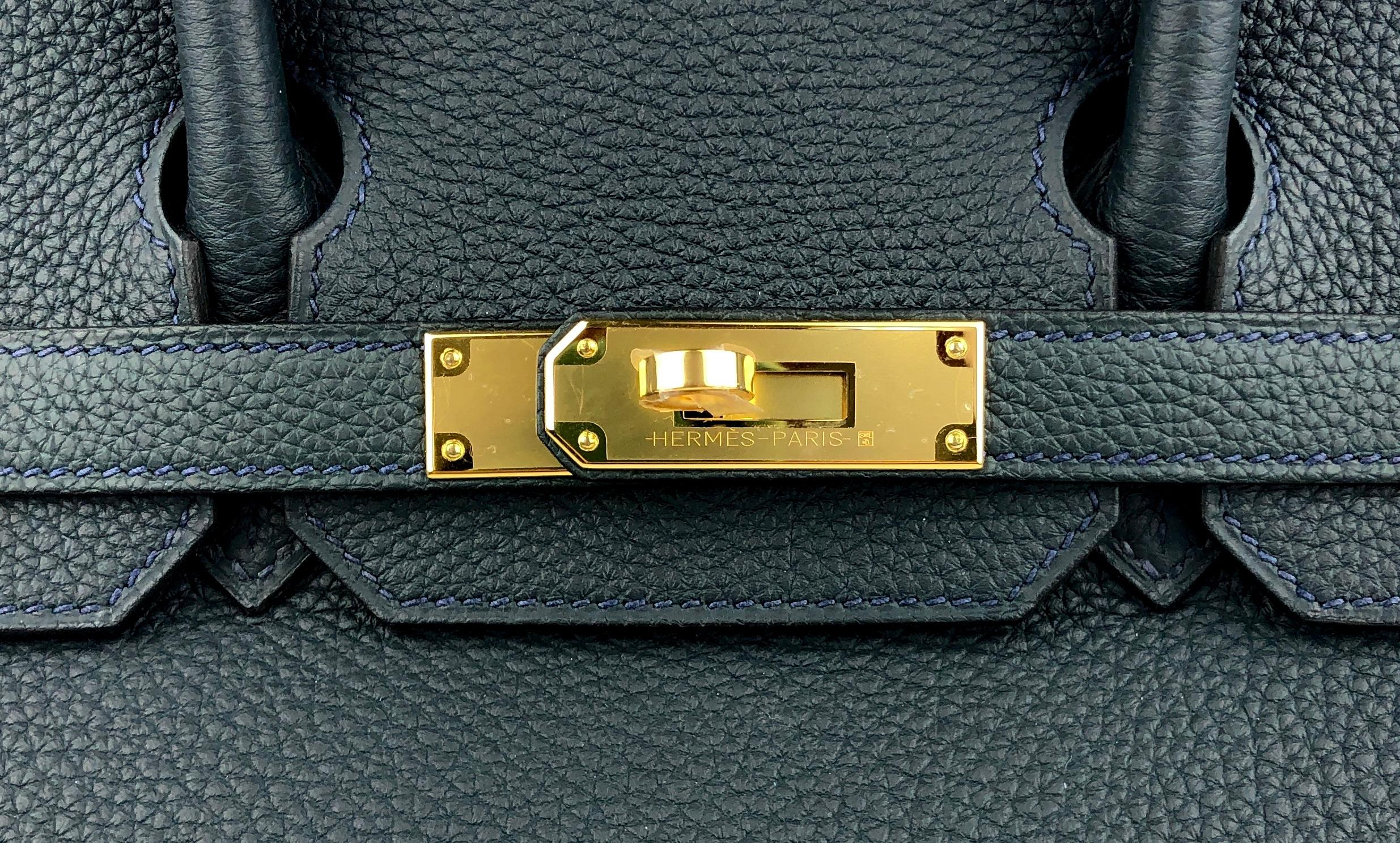 Women's or Men's Hermes Birkin 30 Vert Rousseau Green Togo Leather Gold Hardware Handbag