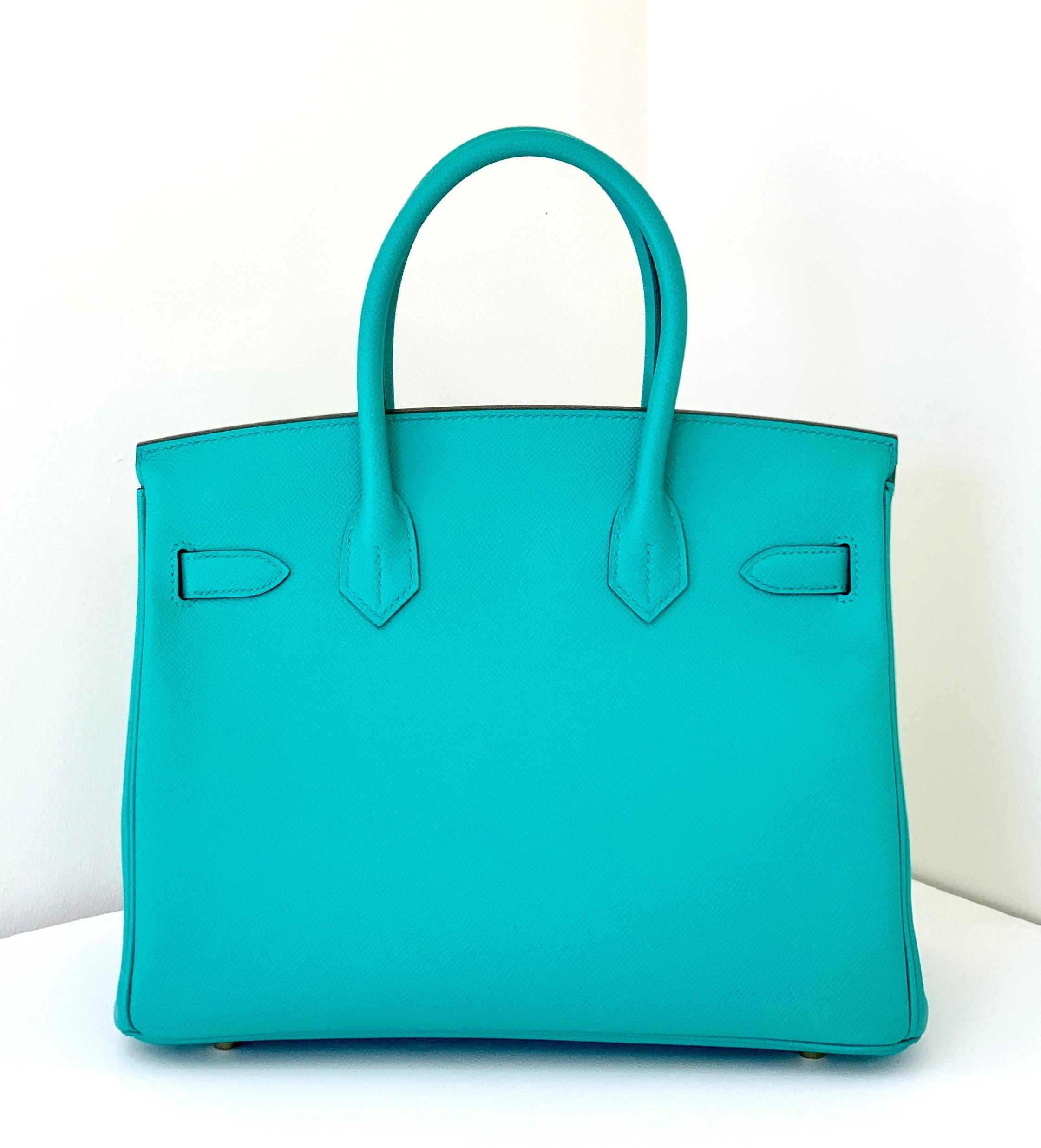 Hermes Birkin 30cm 
Brand new color just released!
Epsom Leather
Gold Hardware
The color is very similar to Lagoon
If you like epsom, this is the bag for you, as in this color it is very rare to find it in epsom
Waitlists are closed, why wait when