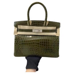Hermes Birkin 30 Vert Veronese crocodile diamond bag 