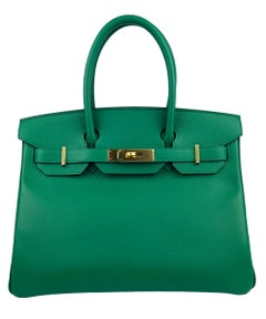 Hermes Birkin 30 Vert Vertigo Epsom Leather Gold Hardware
