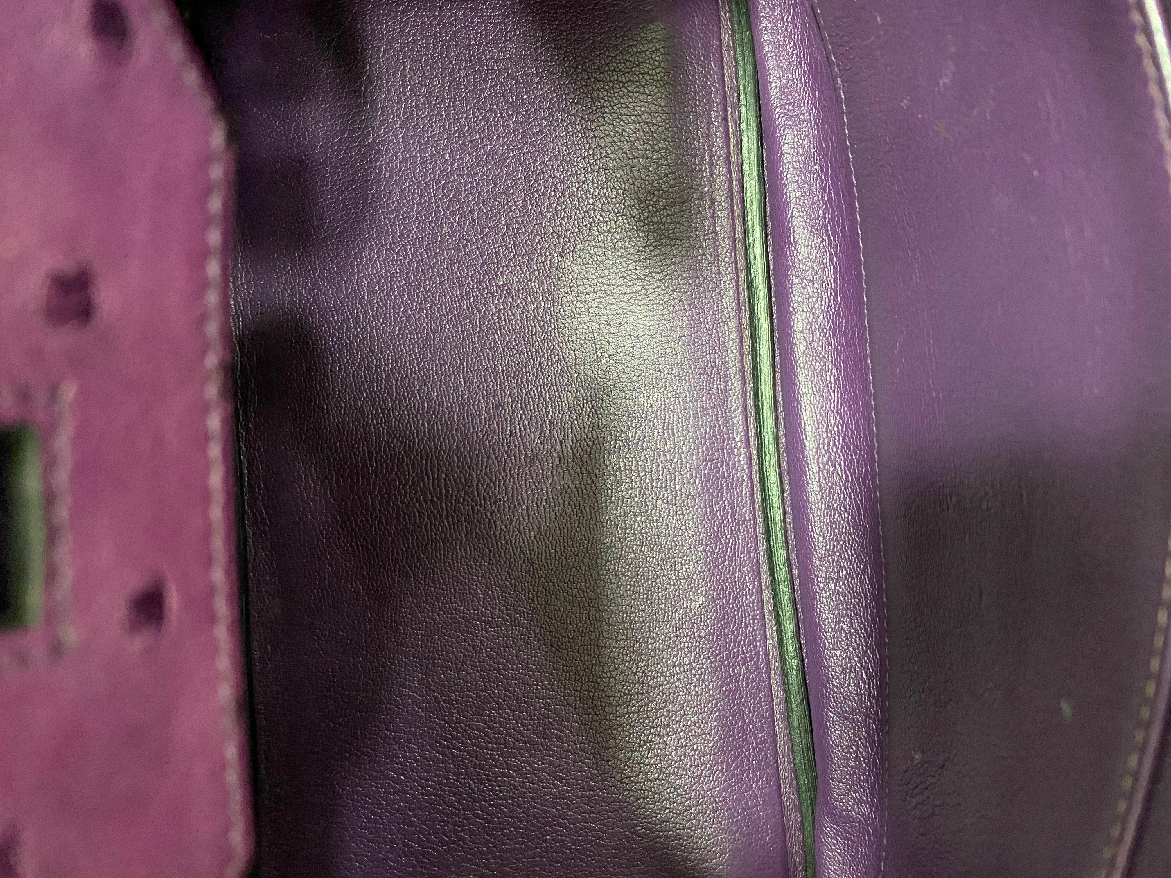 Hermes Birkin 30 Violet Ostrich Top Handle Bag en vente 5