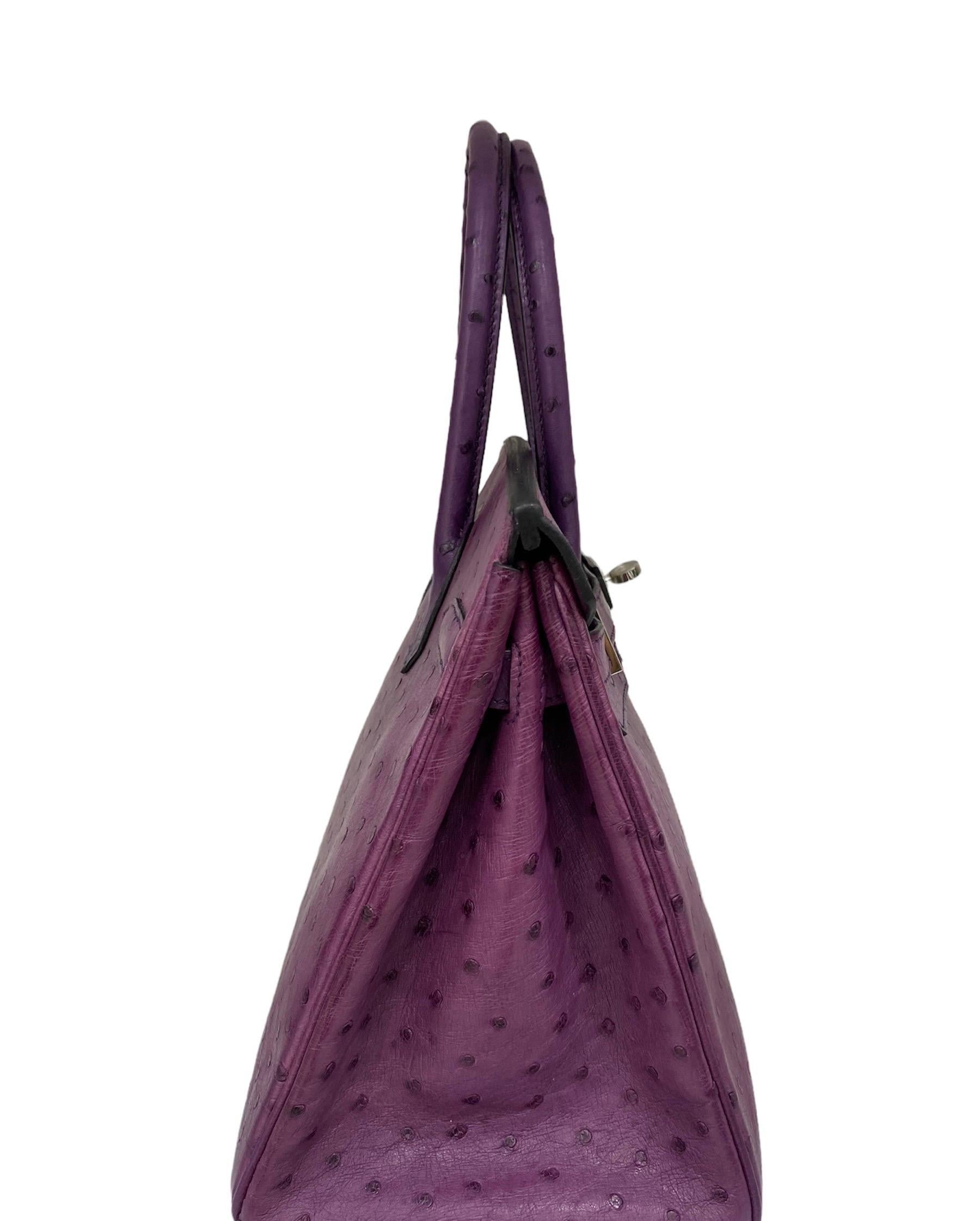 Hermes Birkin 30 Violet Ostrich Top Handle Bag Pour femmes en vente