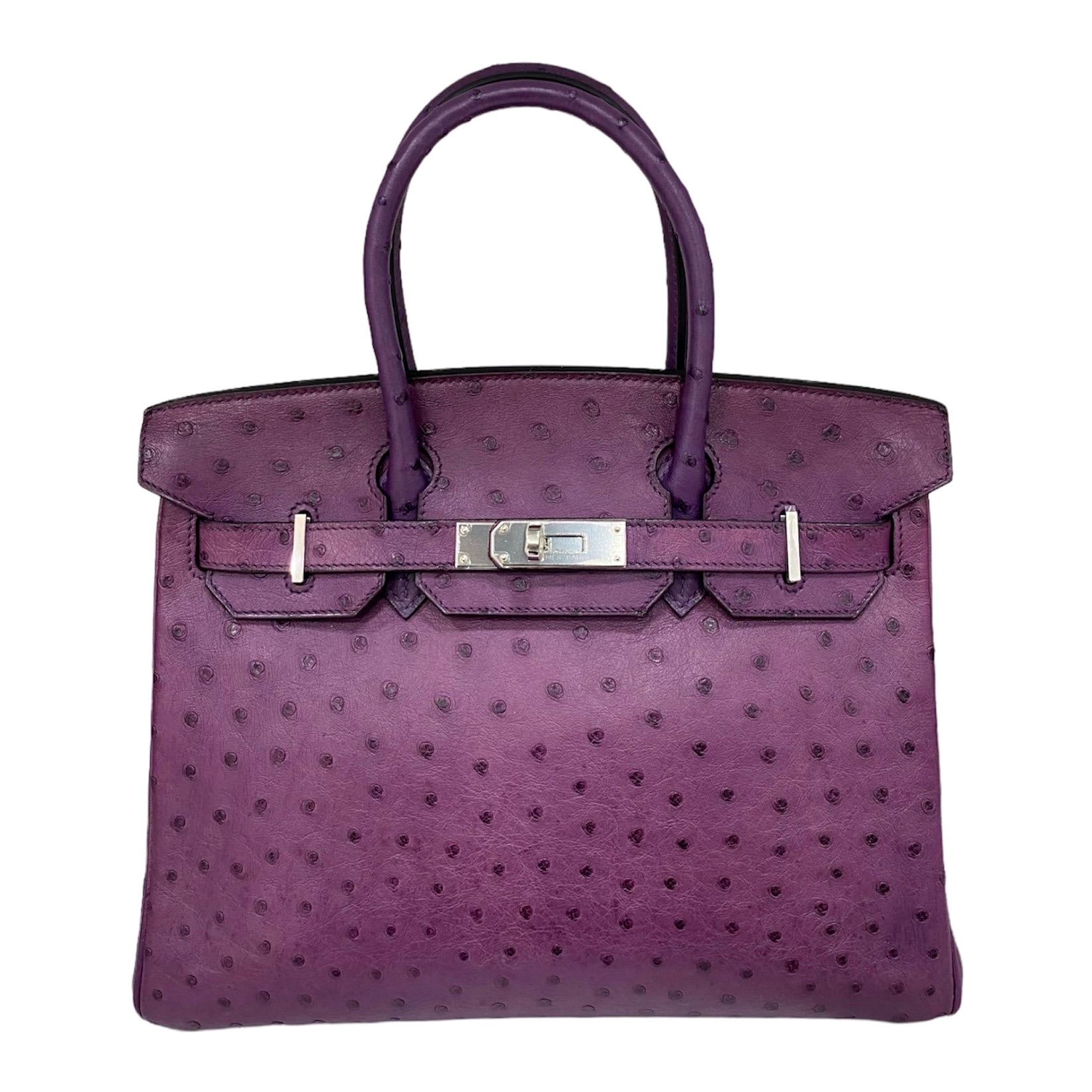 Hermes Birkin 30 Violet Ostrich Top Handle Bag