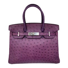 Hermes Birkin 30 Violet Ostrich Top Handle Bag