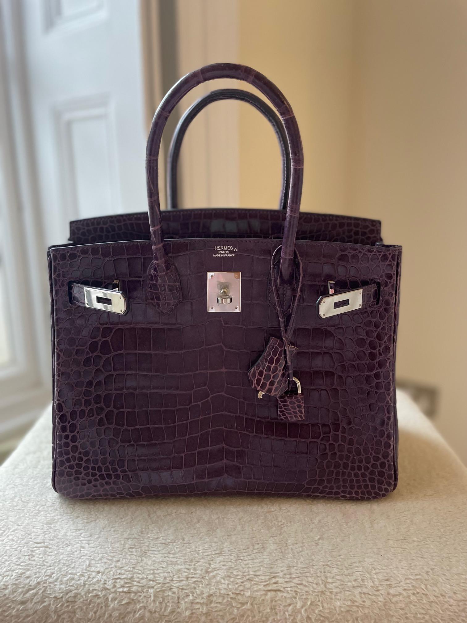 Hermes Birkin 30 Violet Purple Porosus Crocodile PHW bag 3