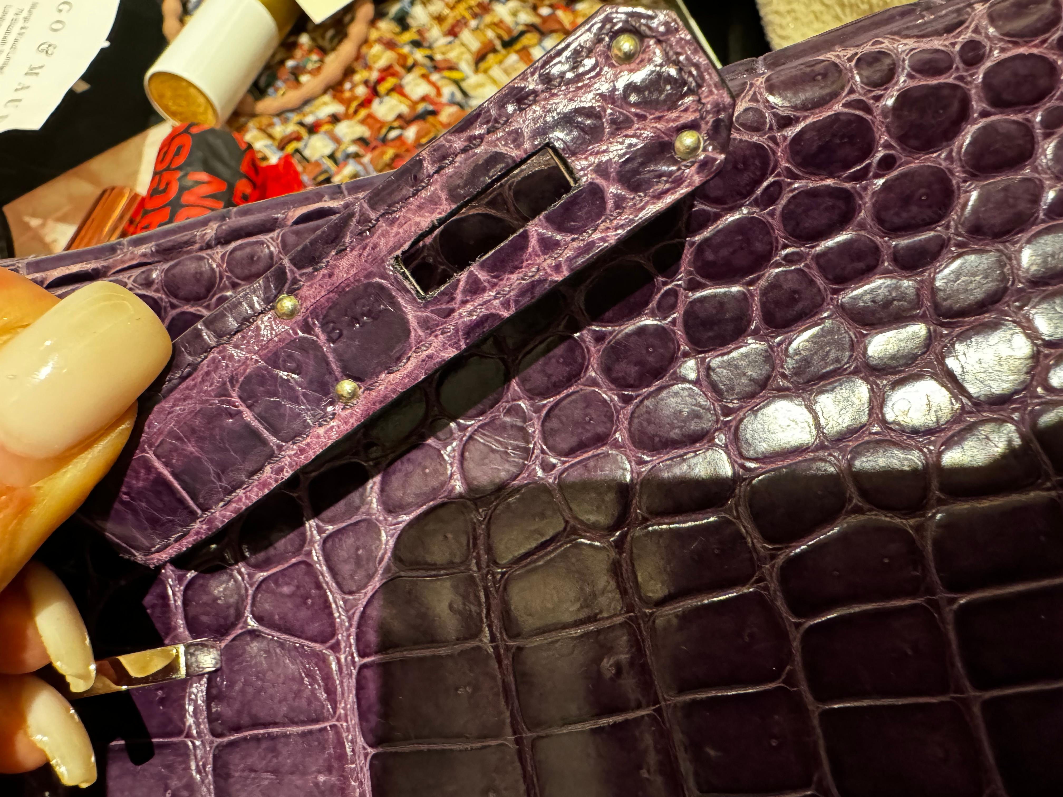 Hermes Birkin 30 Violet Purple Porosus Crocodile PHW bag 4