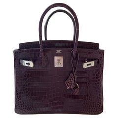 Hermes Birkin 30 Violet Purple Porosus Crocodile PHW bag