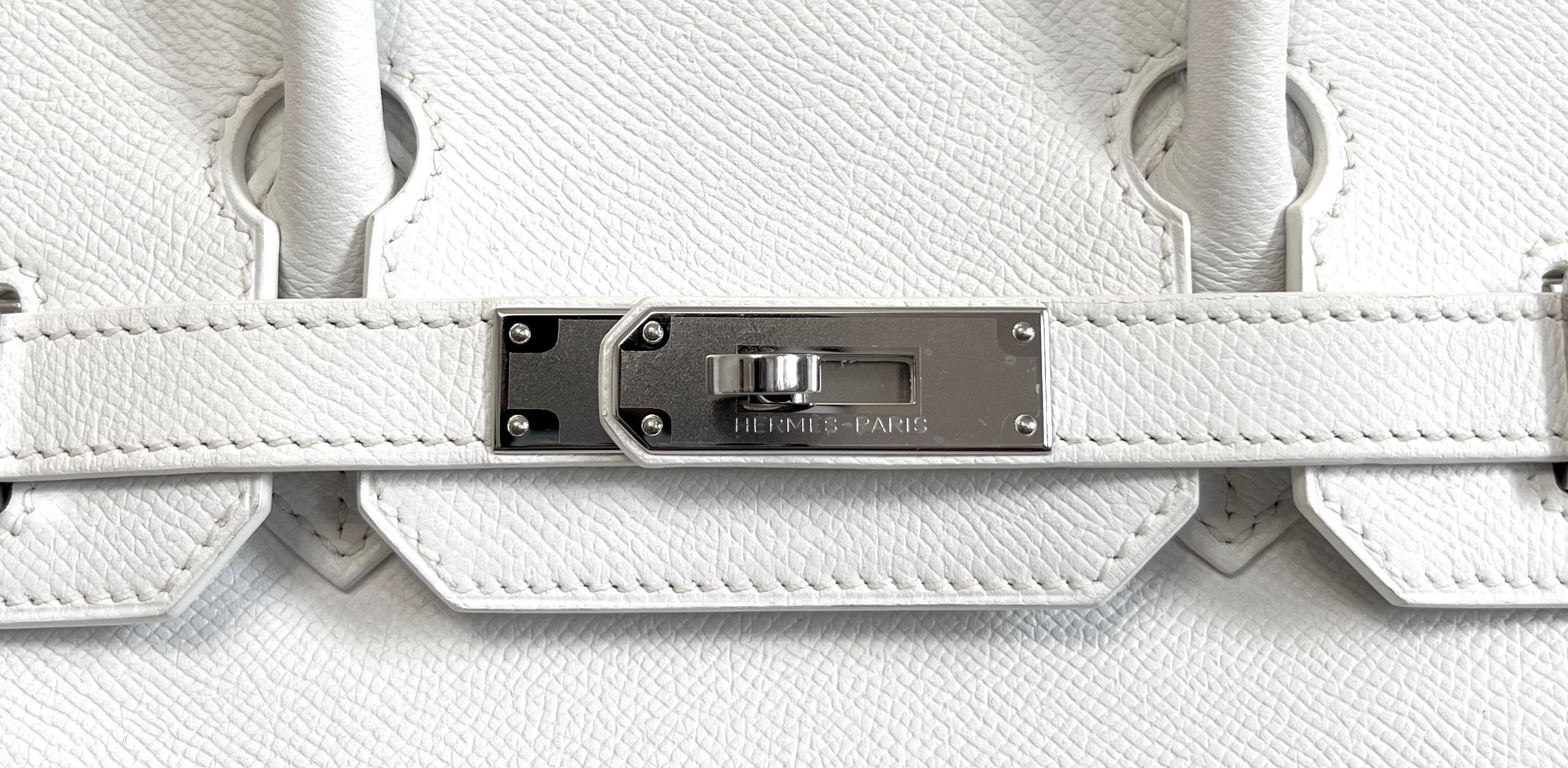Hermes Birkin 30 White Epsom Leather Palladium Hardware In Excellent Condition In Miami, FL
