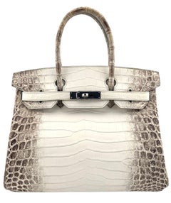 Hermes Birkin 30 White Himalayan Crocodile Matte Leather Palladium Hardware RARE