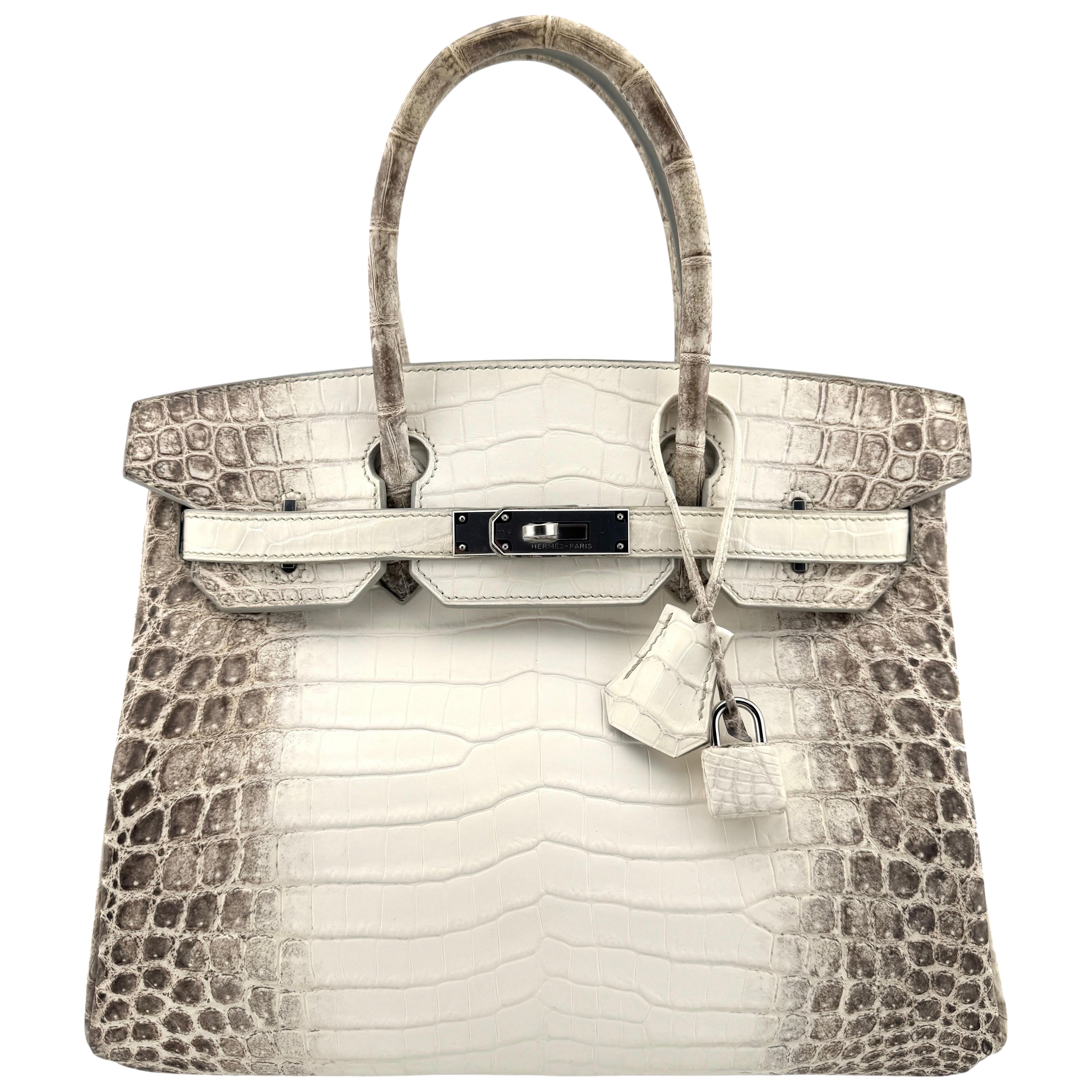 Hermes Birkin 30 Weiß Himalaya Krokodil Mattes Leder Palladium Hardware RARE im Angebot