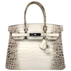 Hermes Birkin 30 White Himalayan Crocodile Matte Leather Palladium Hardware RARE