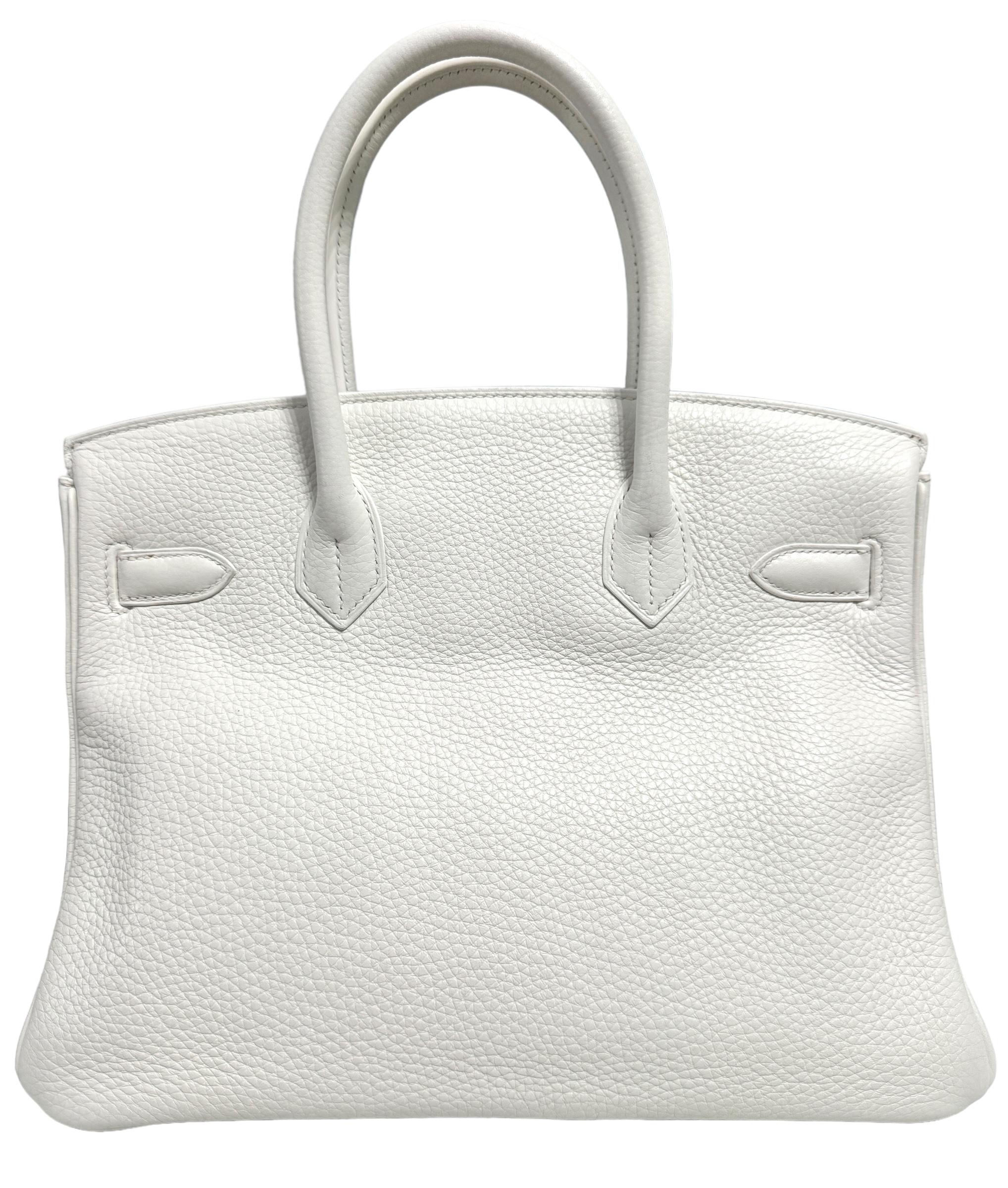 Women's or Men's Hermes Birkin 30 White Leather Gold Hardware Handbag Bag