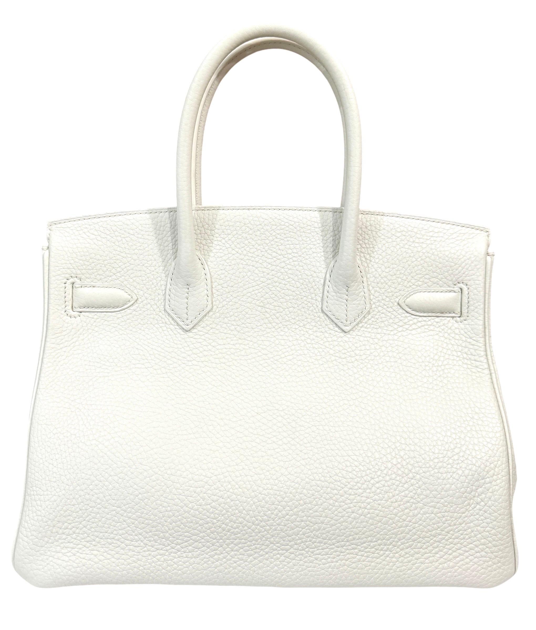 Women's or Men's Hermes Birkin 30 White Leather Gold Hardware Handbag Bag