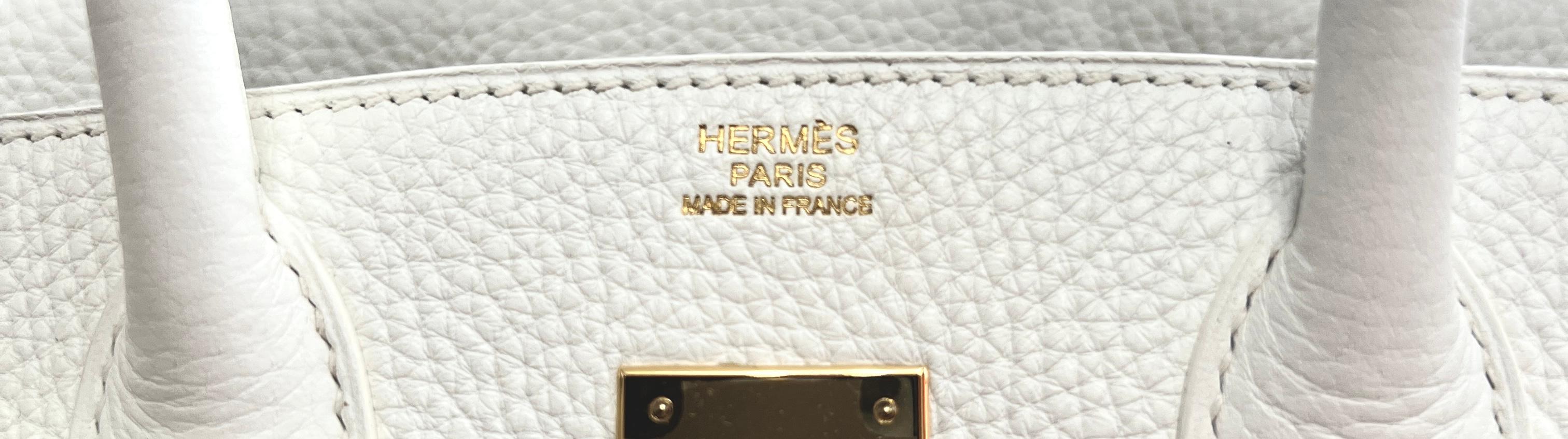  Sac à main Hermès Birkin 30 en cuir blanc avec accessoires dorés Unisexe 