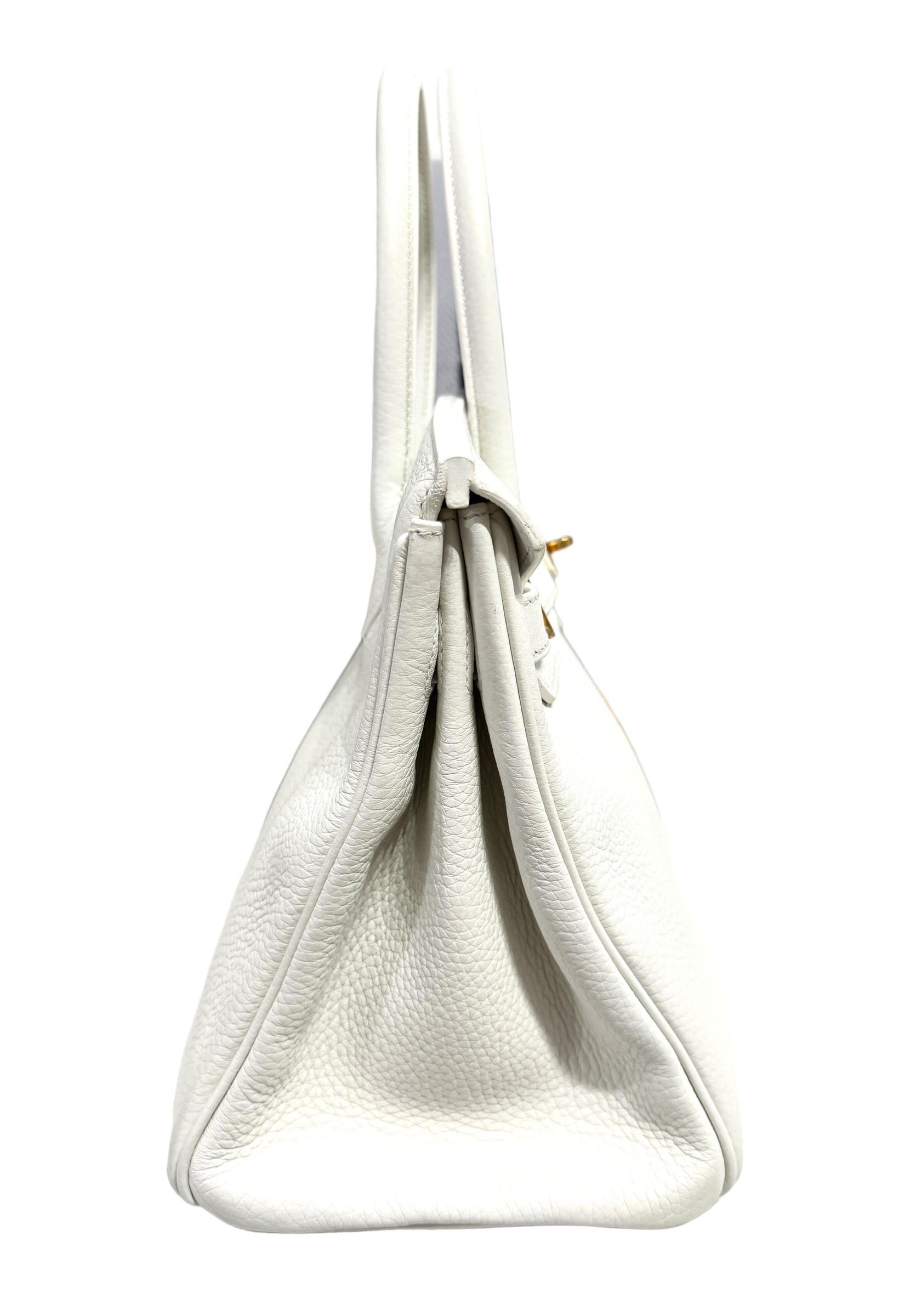 Hermes Birkin 30 White Leather Gold Hardware Handbag Bag 1