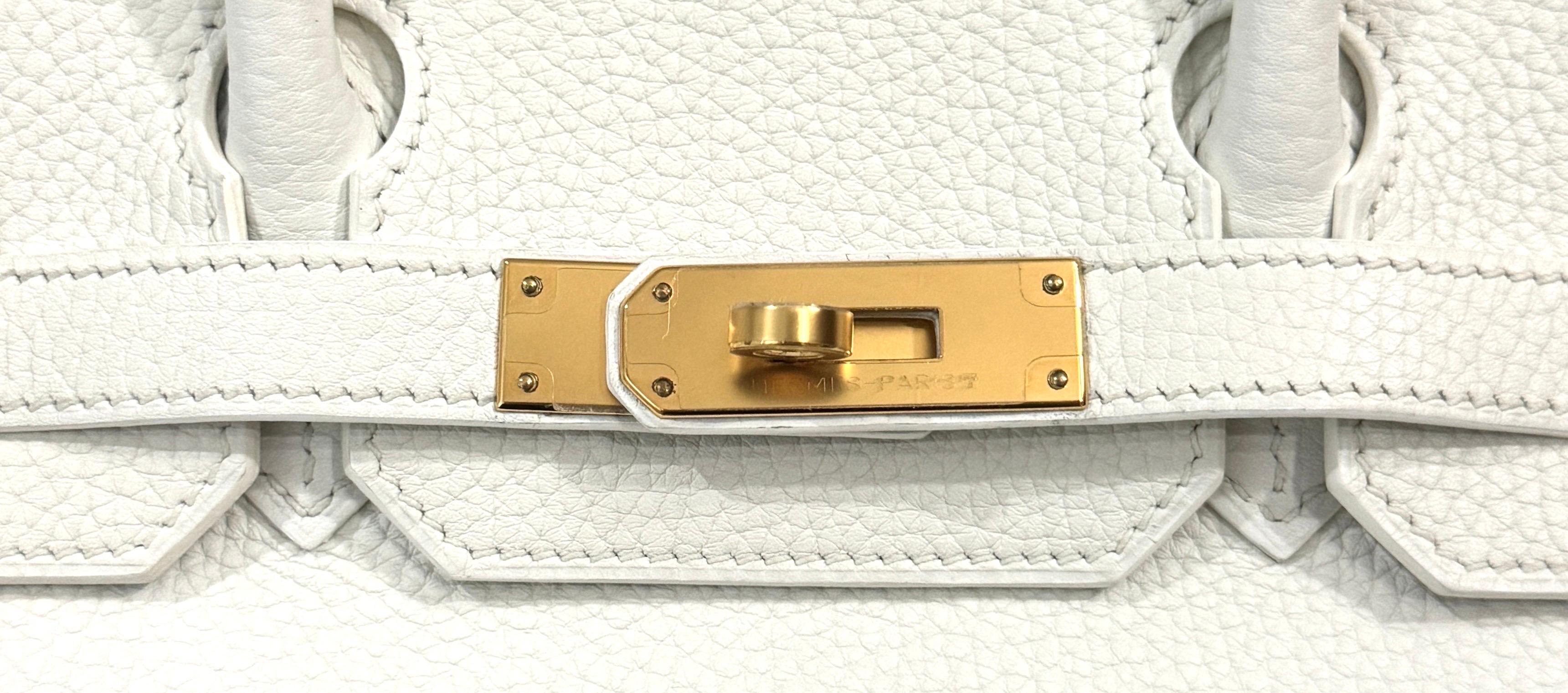 Hermes Birkin 30 White Leather Gold Hardware Handbag Bag 1