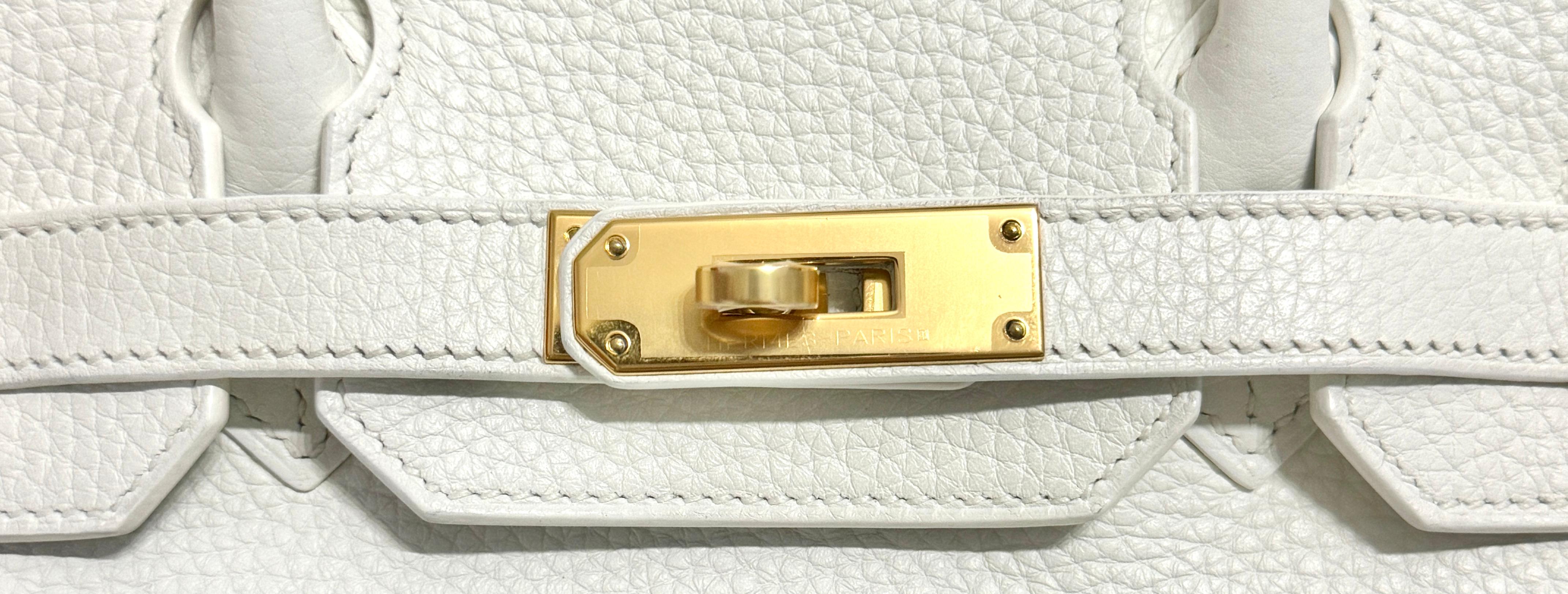 Hermes Birkin 30 White Leather Gold Hardware Handbag Bag 2
