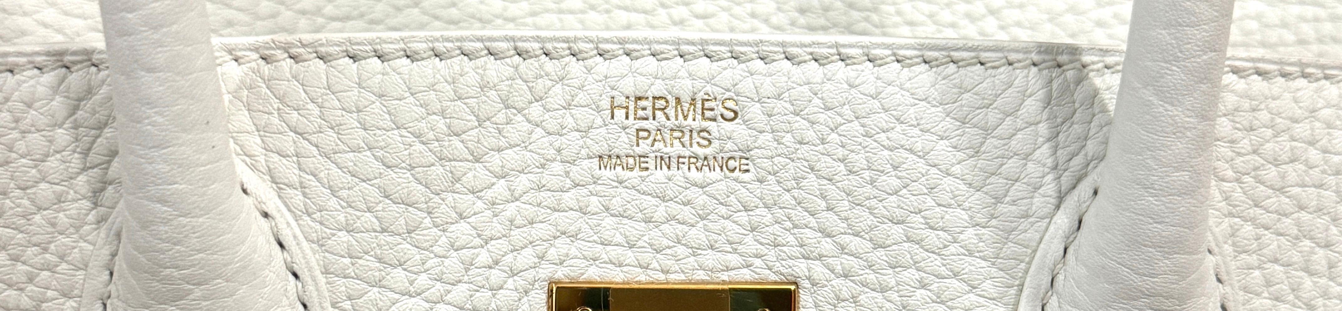 Hermes Birkin 30 White Leather Gold Hardware Handbag Bag 2
