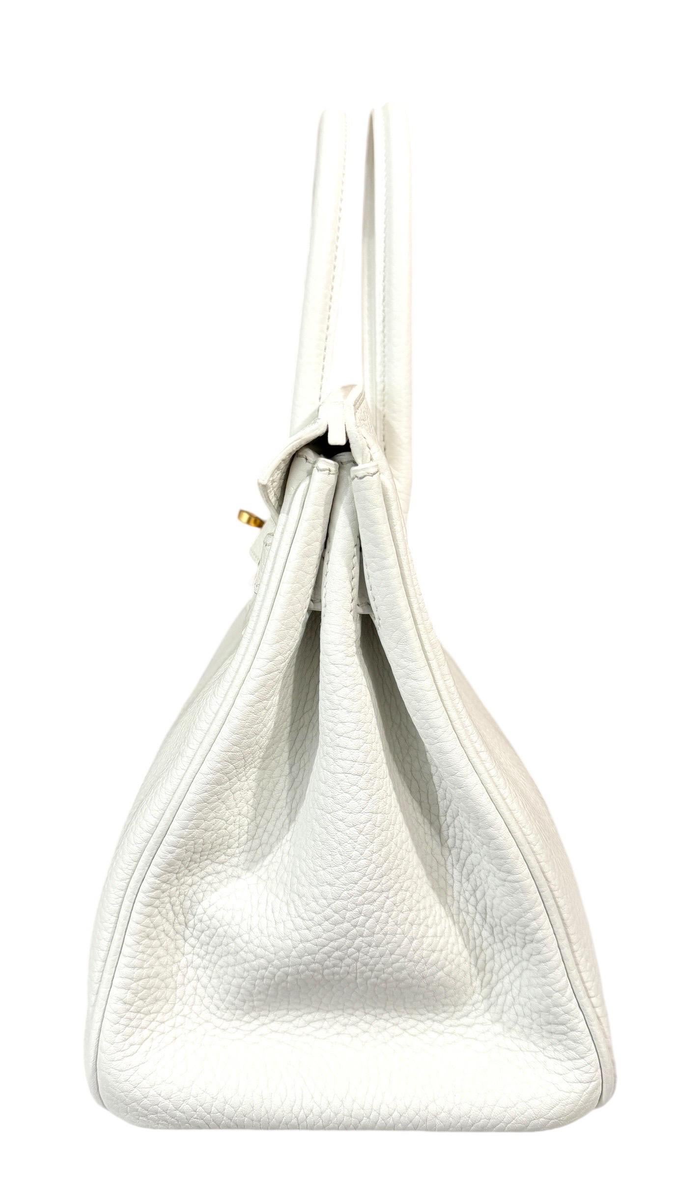 Hermes Birkin 30 White Leather Gold Hardware Handbag Bag 3