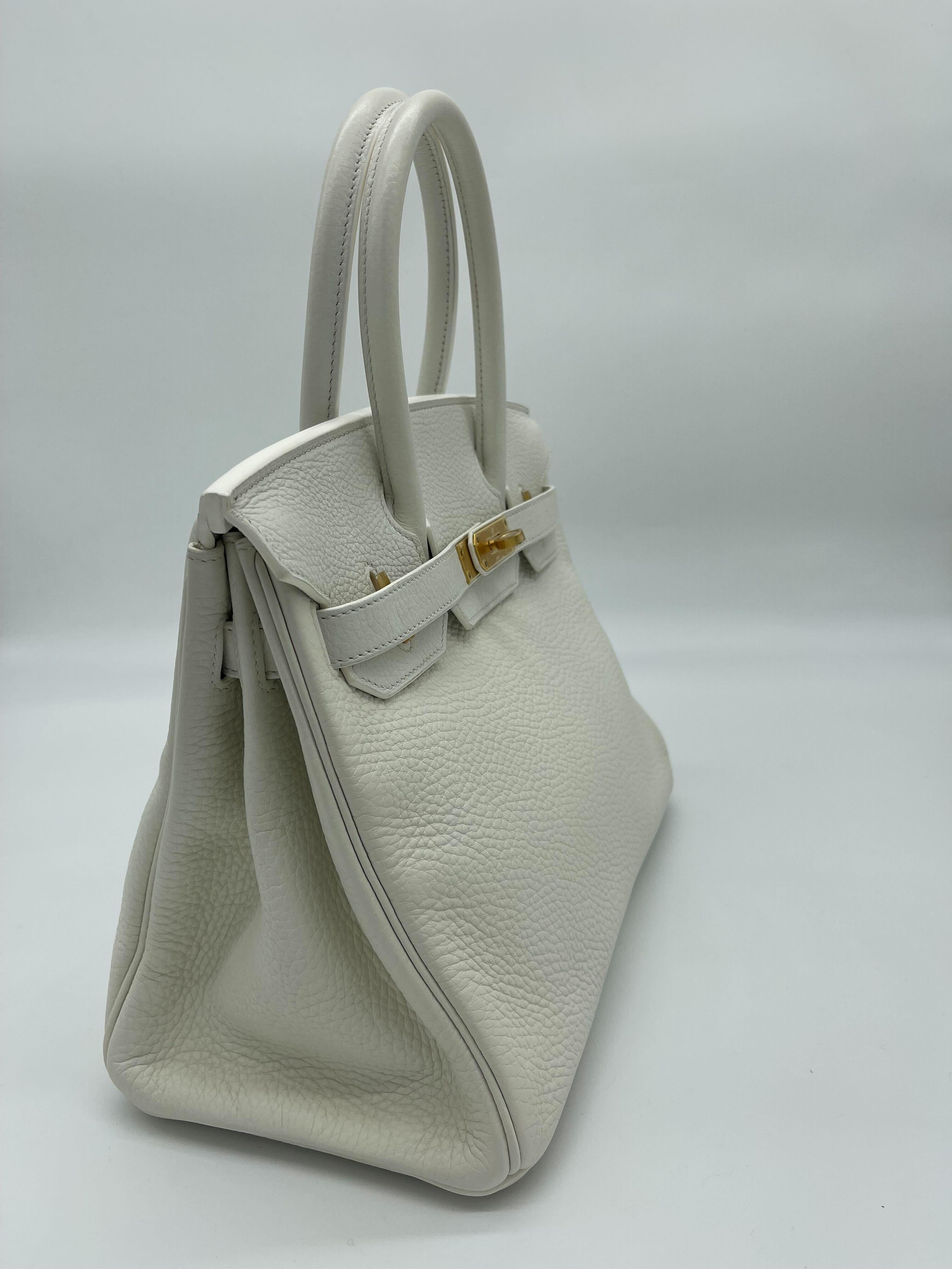 Hermes Birkin 30 White Togo Gold Hardware In Excellent Condition In New York, NY