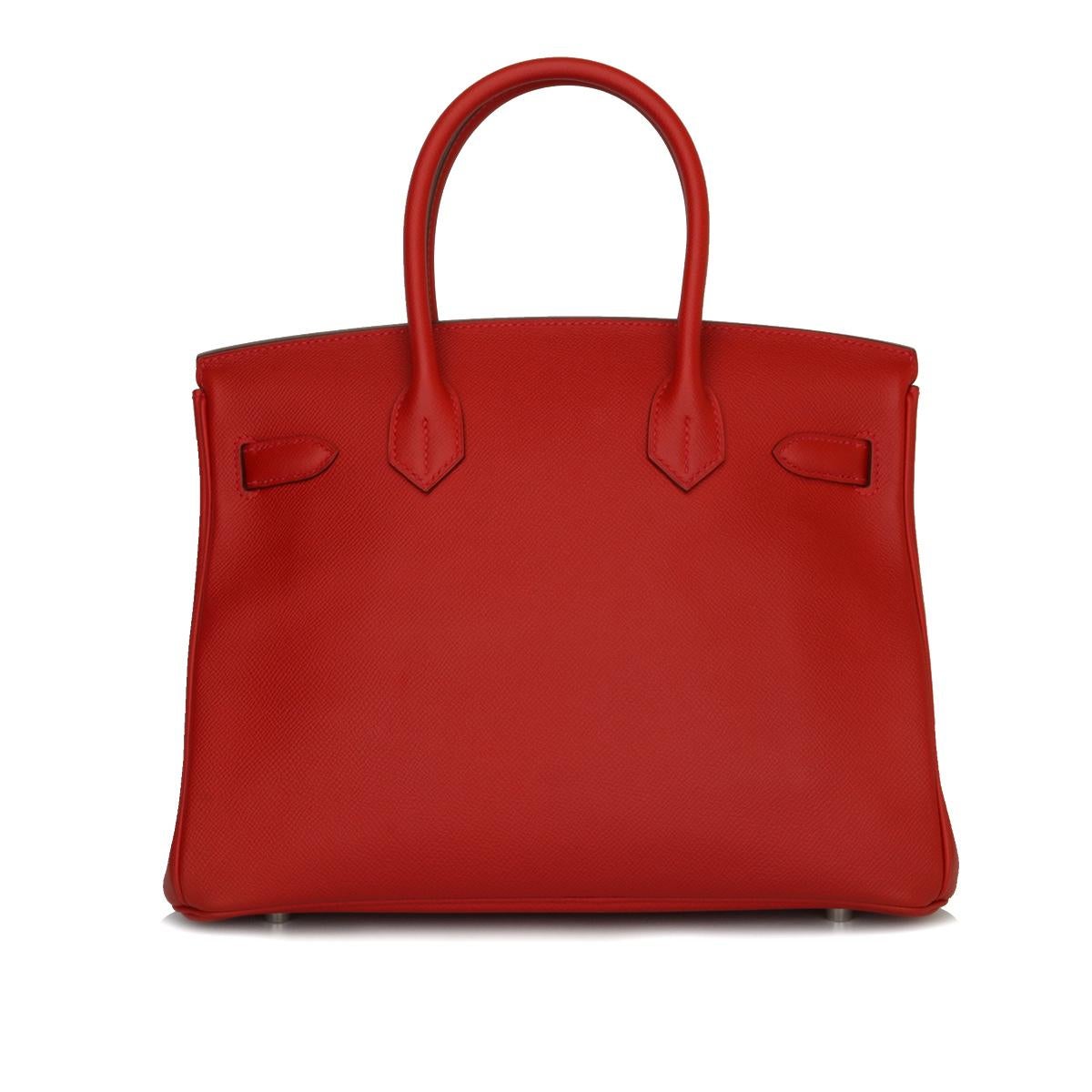 Red Hermès Birkin 30cm Bag Rouge Casaque Epsom Leather w/Palladium Hardware 2013
