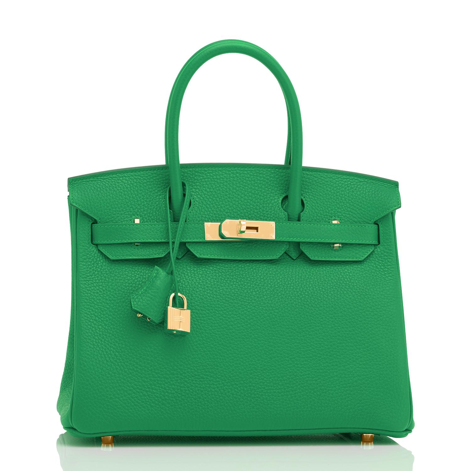 Hermes Birkin 30cm Bambou Bamboo Bag Green Gold Hardware Y Stamp, 2020 In New Condition In New York, NY