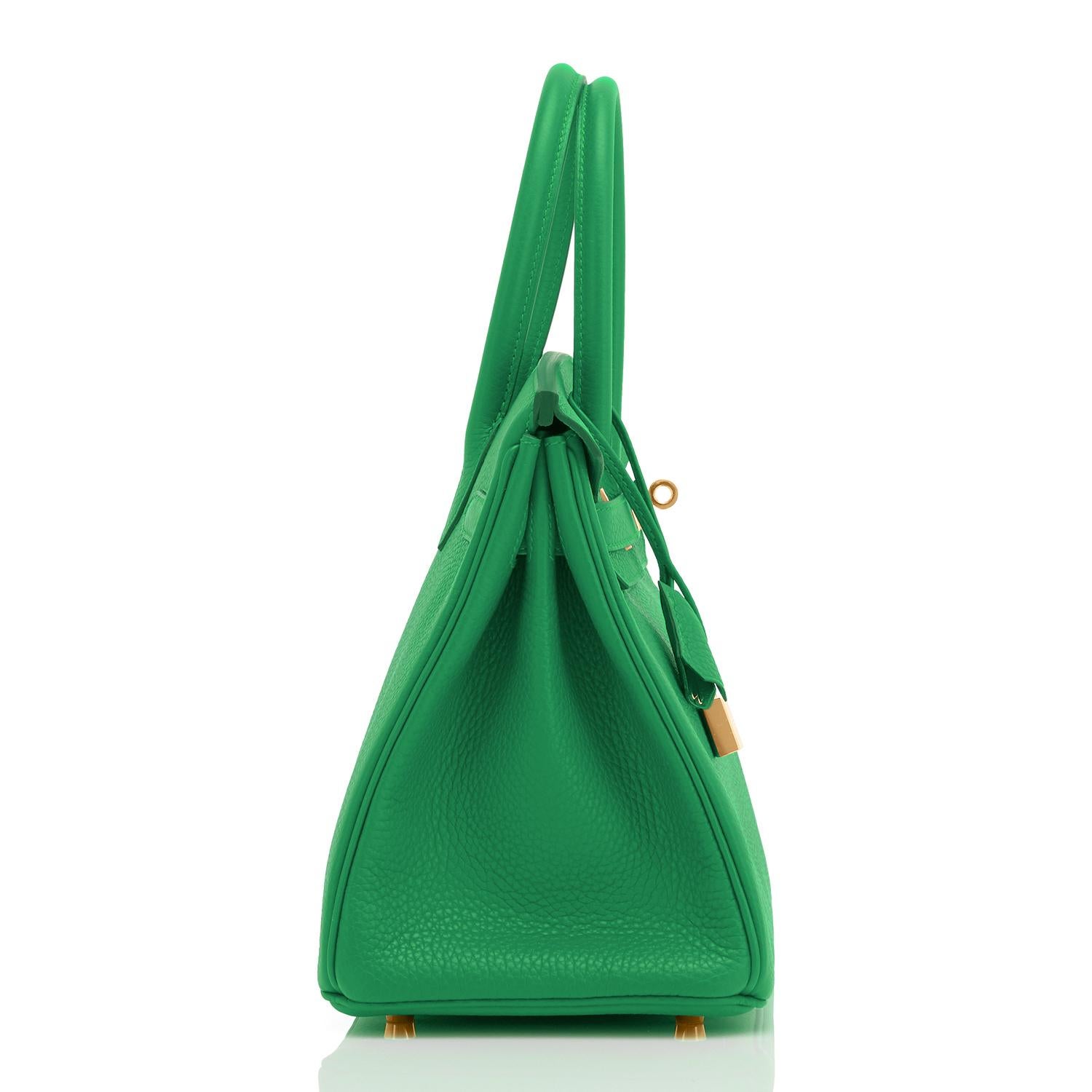 Women's Hermes Birkin 30cm Bambou Bamboo Bag Green Gold Hardware Y Stamp, 2020