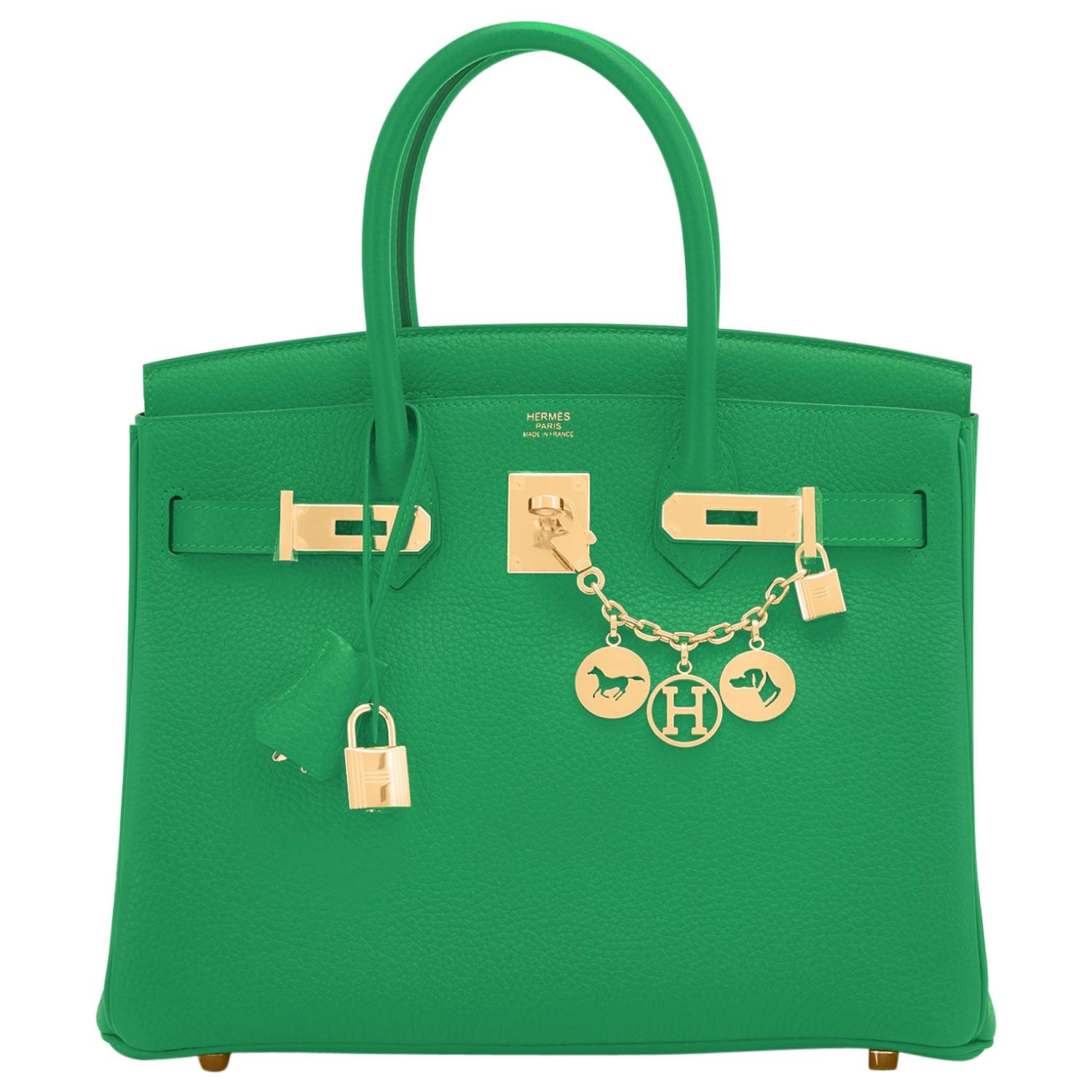 Hermes Birkin 30cm Bambou Bamboo Bag Green Gold Hardware Y Stamp, 2020