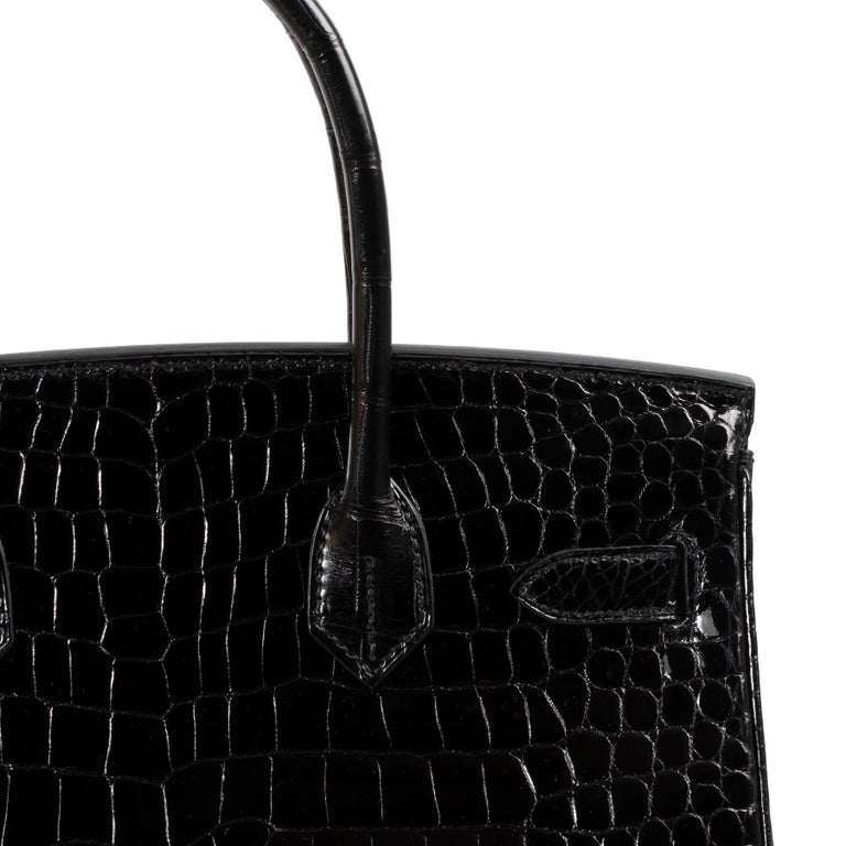 Hermès Birkin 30cm black Crocodile Porosus PHW For Sale 1