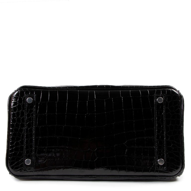 Hermès Birkin 30cm black Crocodile Porosus PHW For Sale 4
