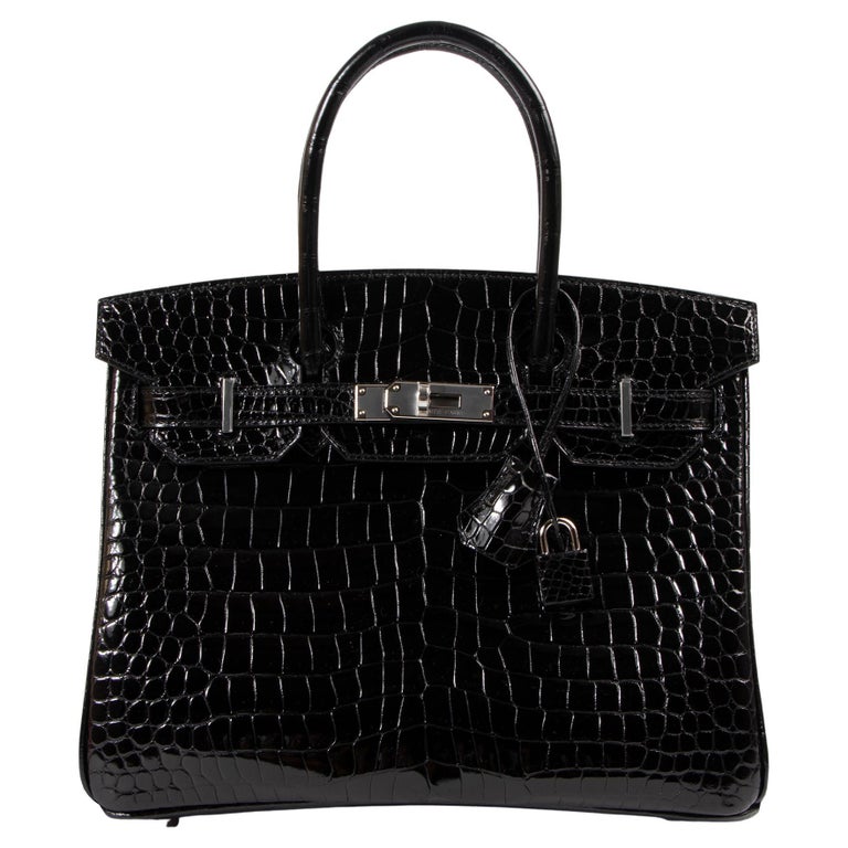 Hermès Birkin 30cm black Crocodile Porosus PHW For Sale