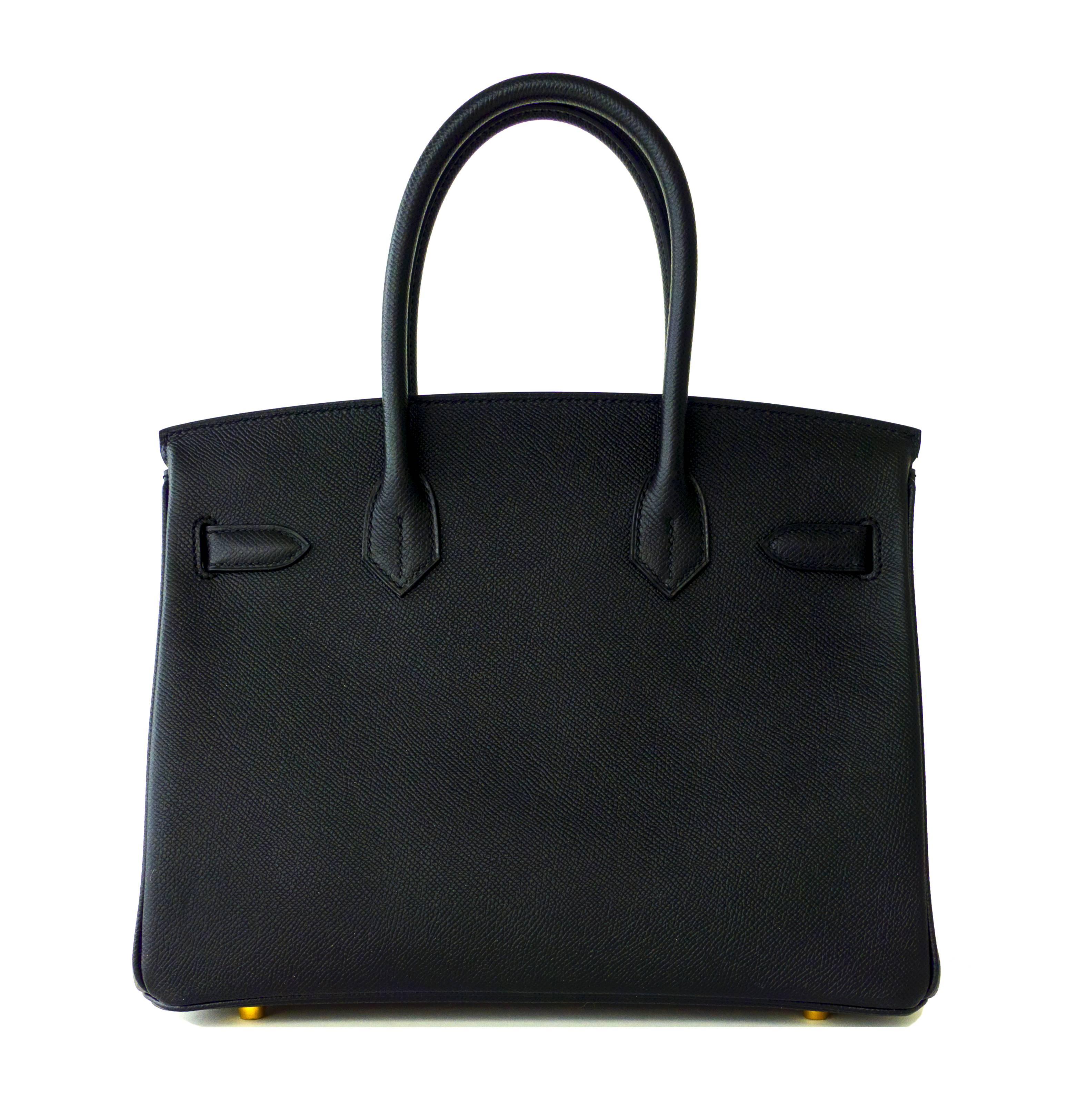 Hermes Birkin 30cm Black Epsom Gold Hardware Bag D Stamp, 2019 In New Condition In New York, NY