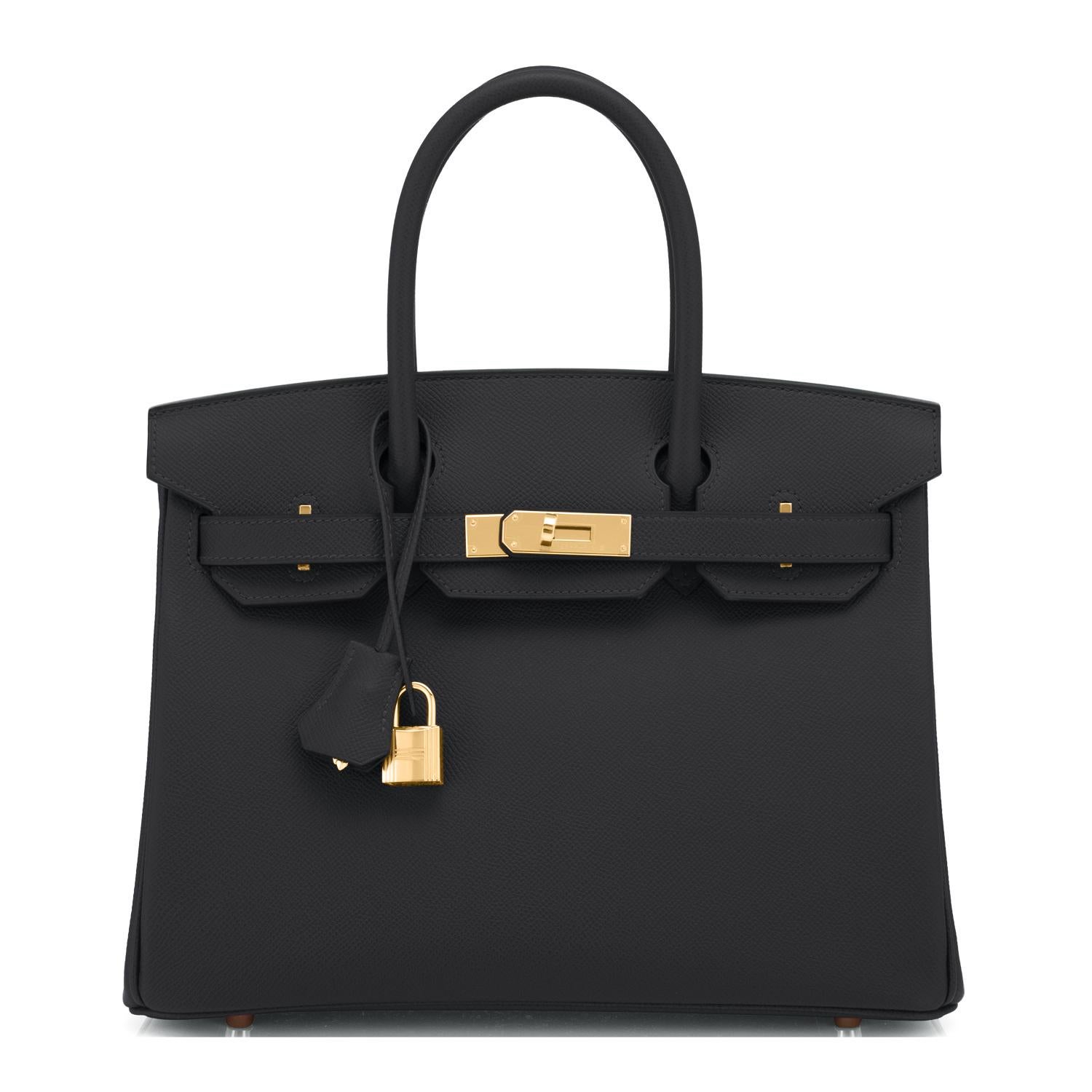 Hermes Birkin 30cm Noir Epsom Gold Hardware Bag U Stamp, 2022 Pour femmes en vente