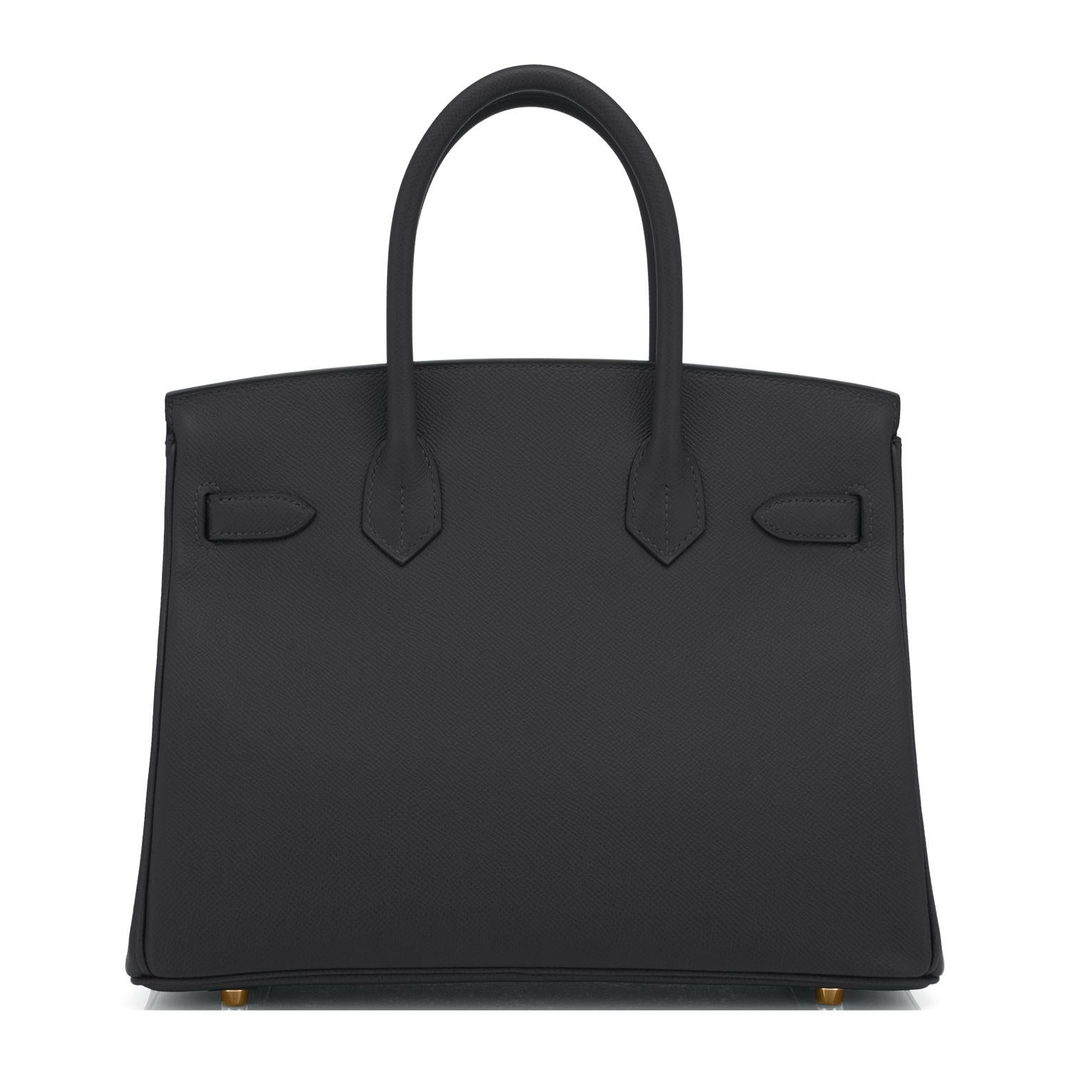 Women's Hermes Birkin 30cm Black Epsom Gold Hardware Bag U Stamp, 2022 For Sale
