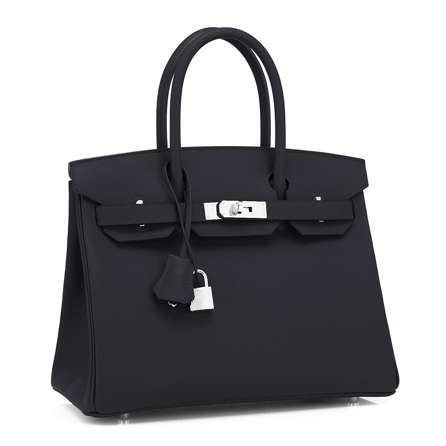 Hermes Birkin 30cm Black Epsom Palladium Bag Y Stamp, 2020
Just purchased from Hermes store; bag bears new interior Y 2020 Stamp.
Brand New in Box. Store fresh.  Pristine Condition (with plastic on hardware)
Perfect gift! Comes with keys, lock,