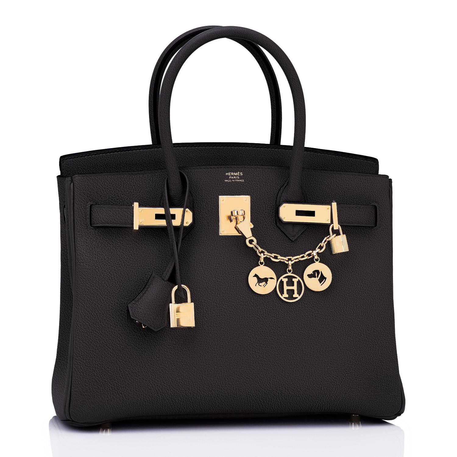 Hermes Birkin 30cm Black Noir Gold Hardware Novillo Bag NEW RARE
Black Novillo with Gold is a devastatingly gorgeous and ultra rare combination!
Brand New in Box. Store Fresh. Pristine Condition (with plastic on hardware)
Perfect gift! Comes with